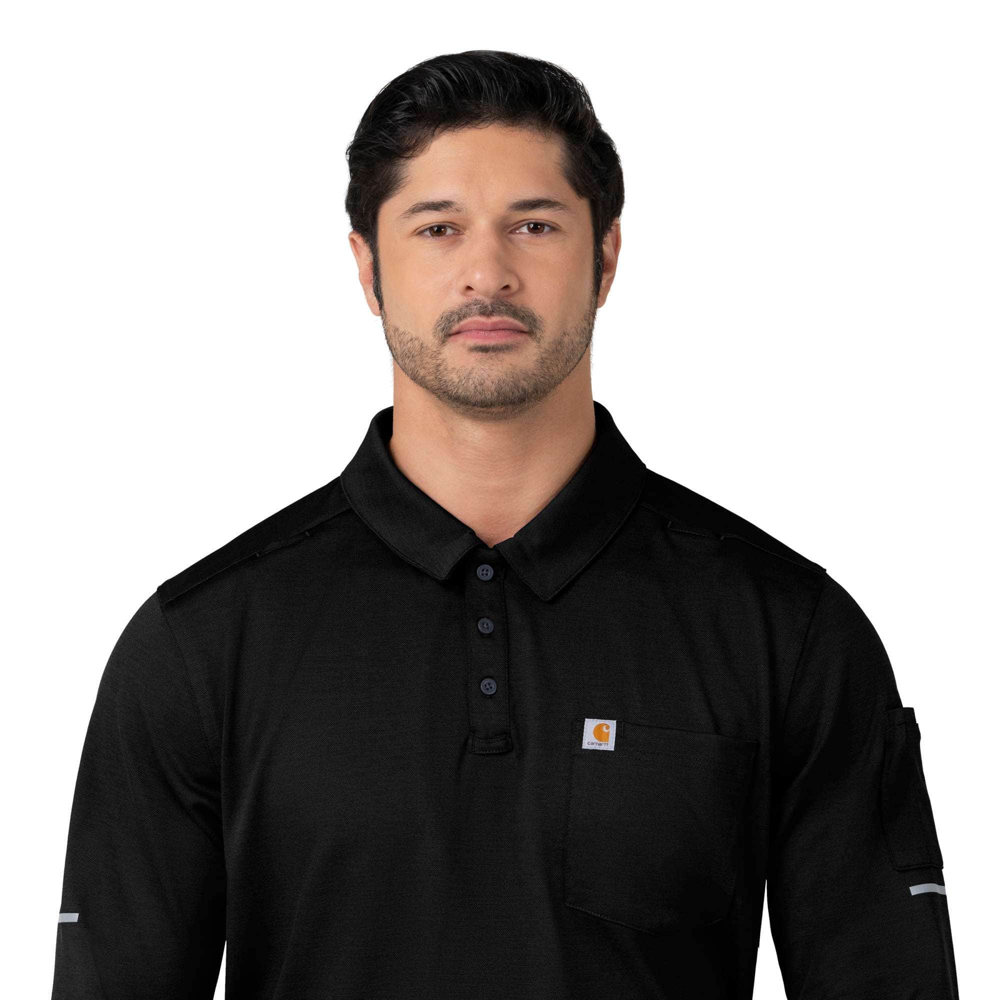 Rugged flex® rscu heavyweight long sleeve polo scrub top