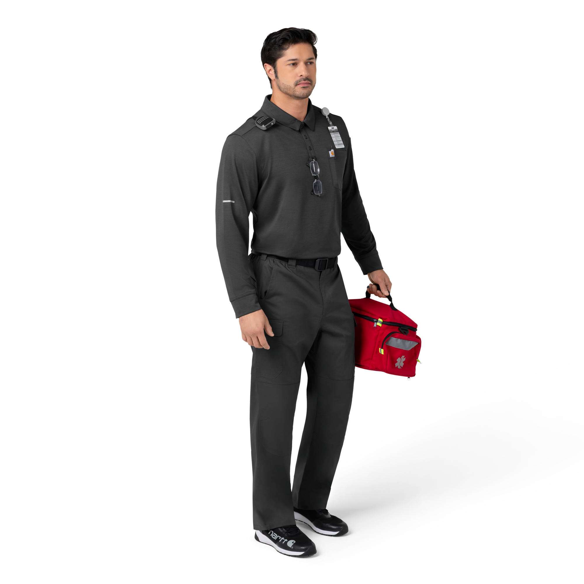 Rugged flex® rscu heavyweight long sleeve polo scrub top