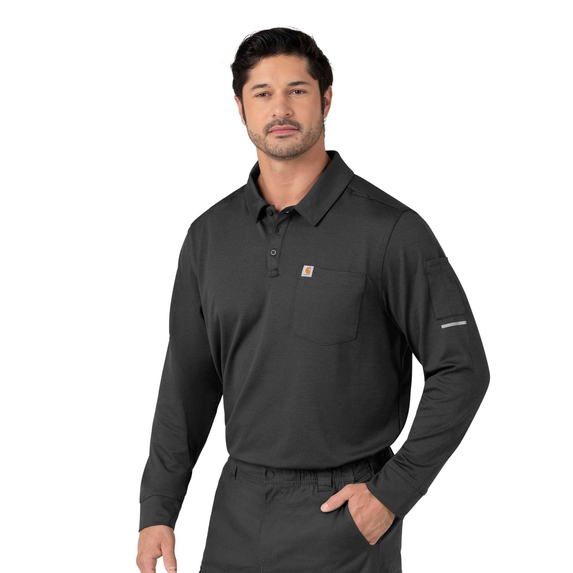 Rugged flex® rscu heavyweight long sleeve polo scrub top