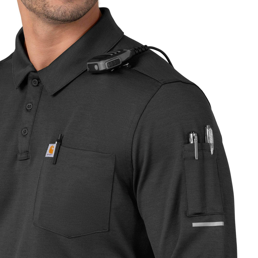 Rugged flex® rscu heavyweight long sleeve polo scrub top