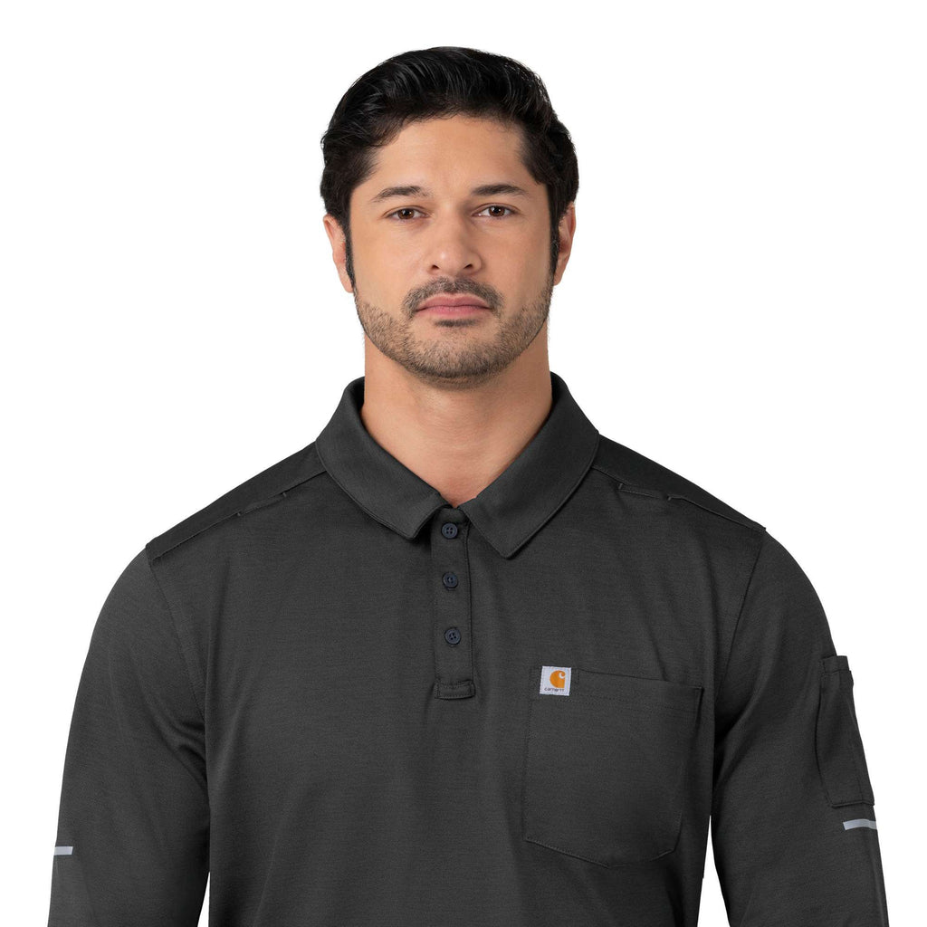 Rugged flex® rscu heavyweight long sleeve polo scrub top