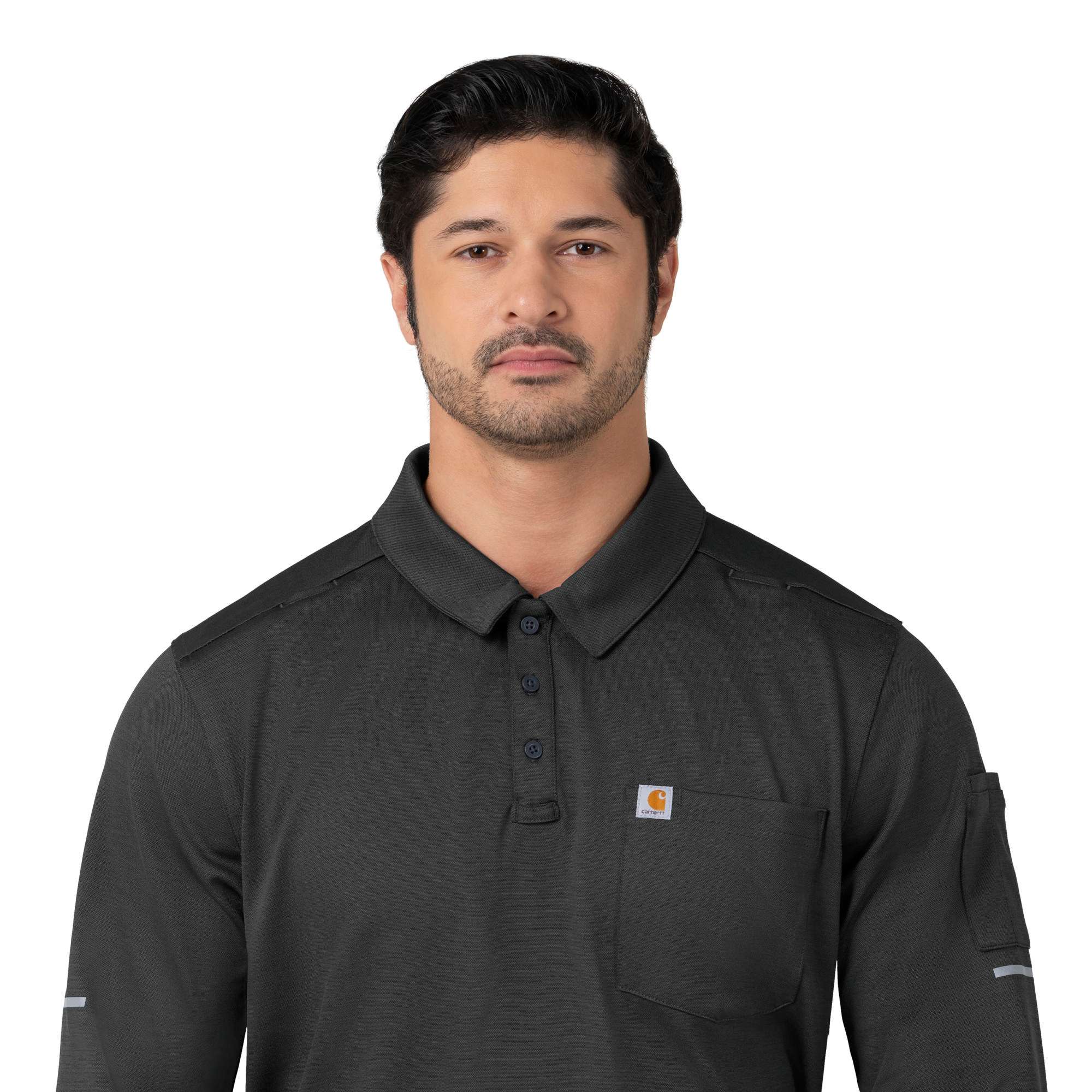 Rugged flex® rscu heavyweight long sleeve polo scrub top