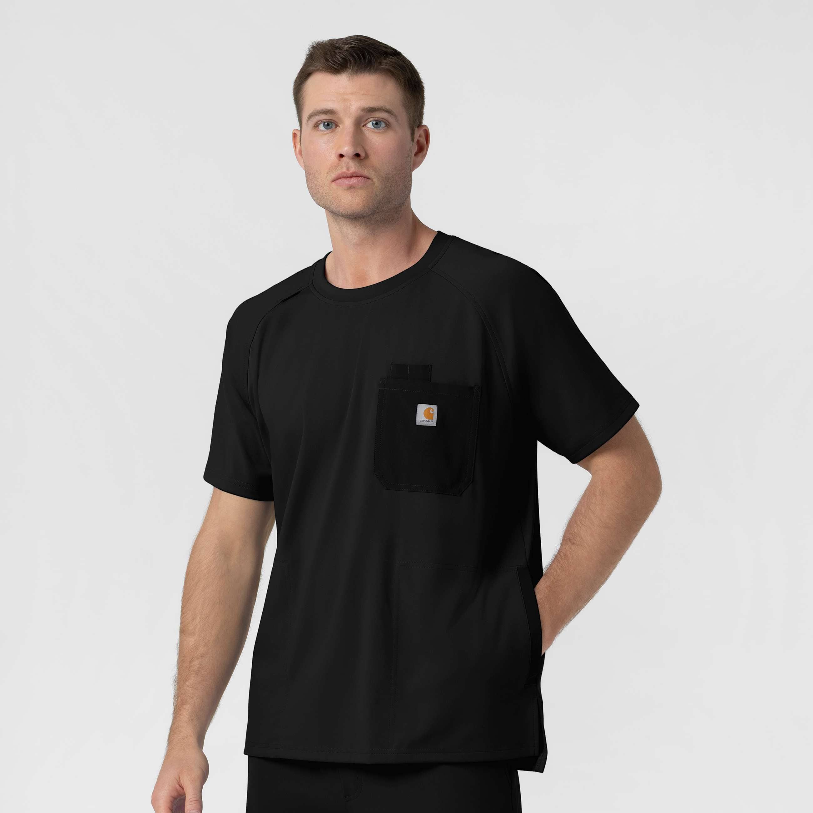 Force cross-flex knit crew neck scrub top
