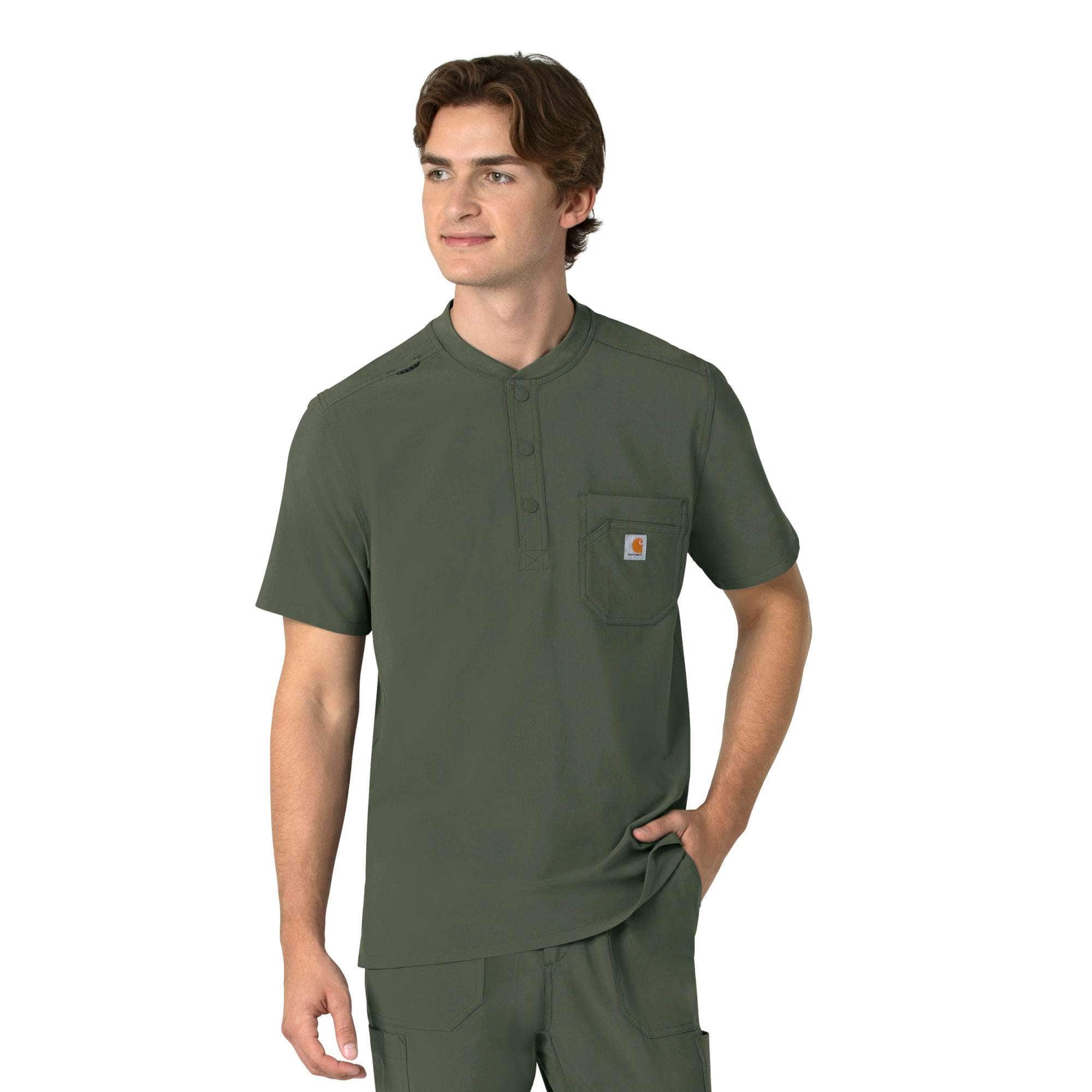 Force cross-flex men's henley scrub top