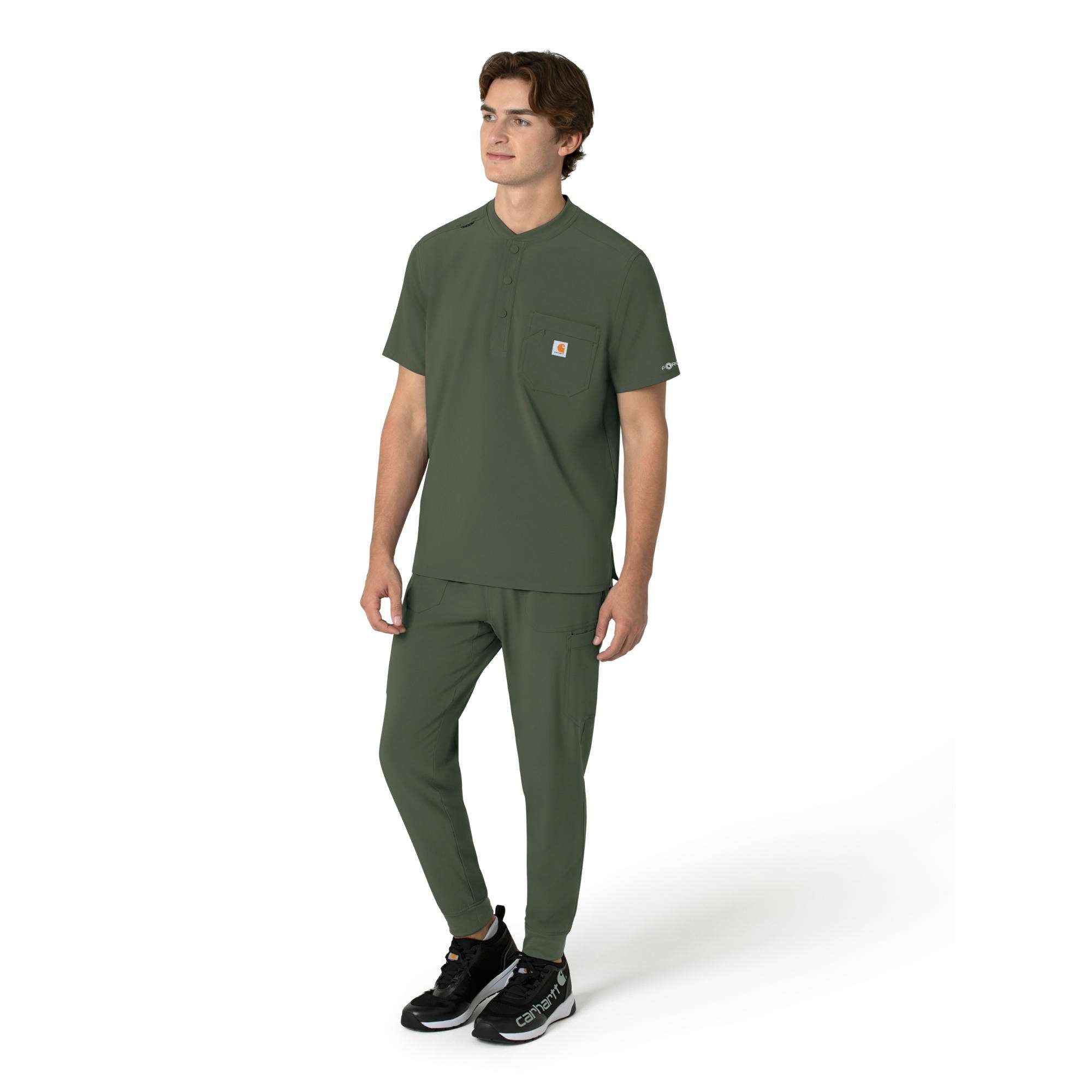 Force cross-flex men's henley scrub top