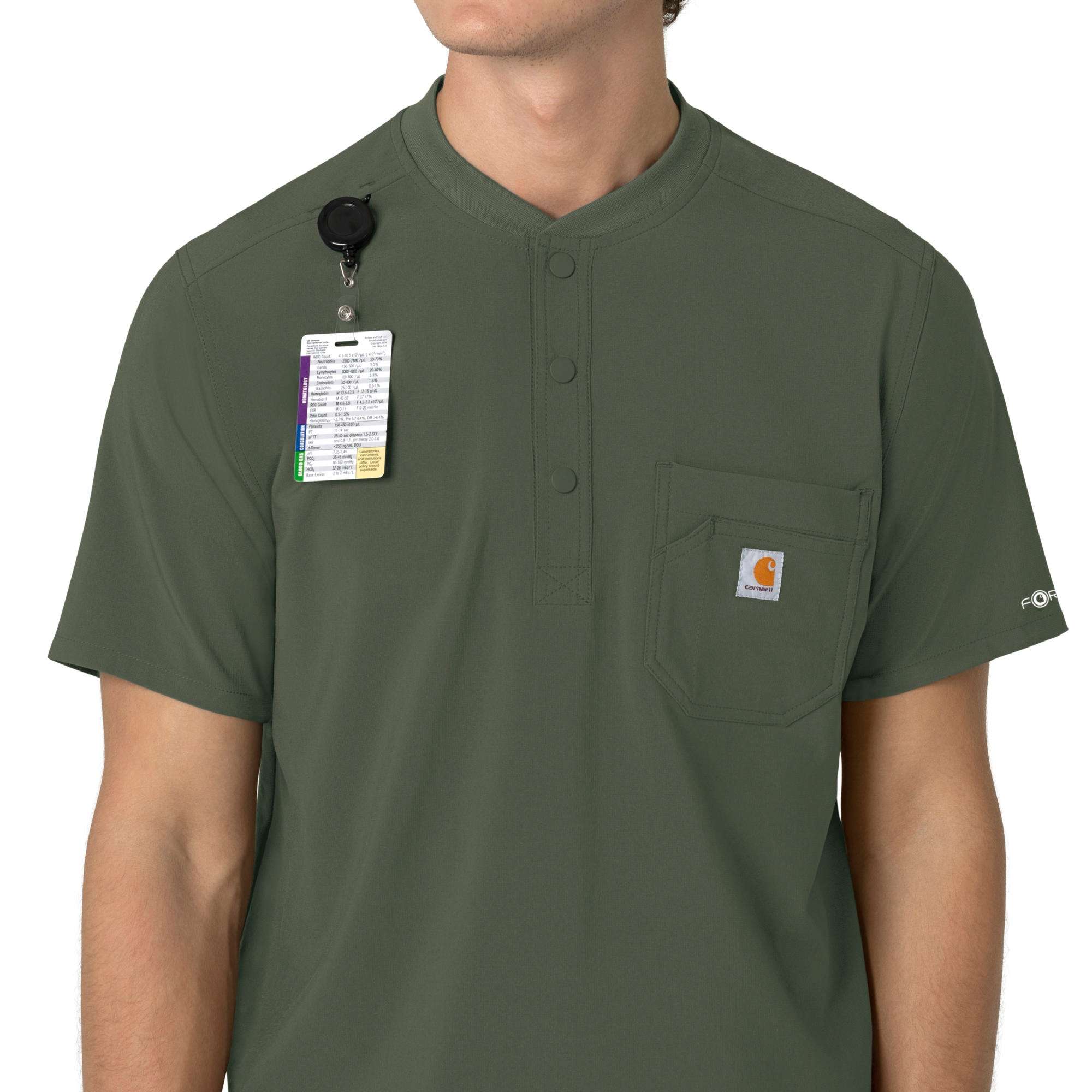 Force cross-flex men's henley scrub top