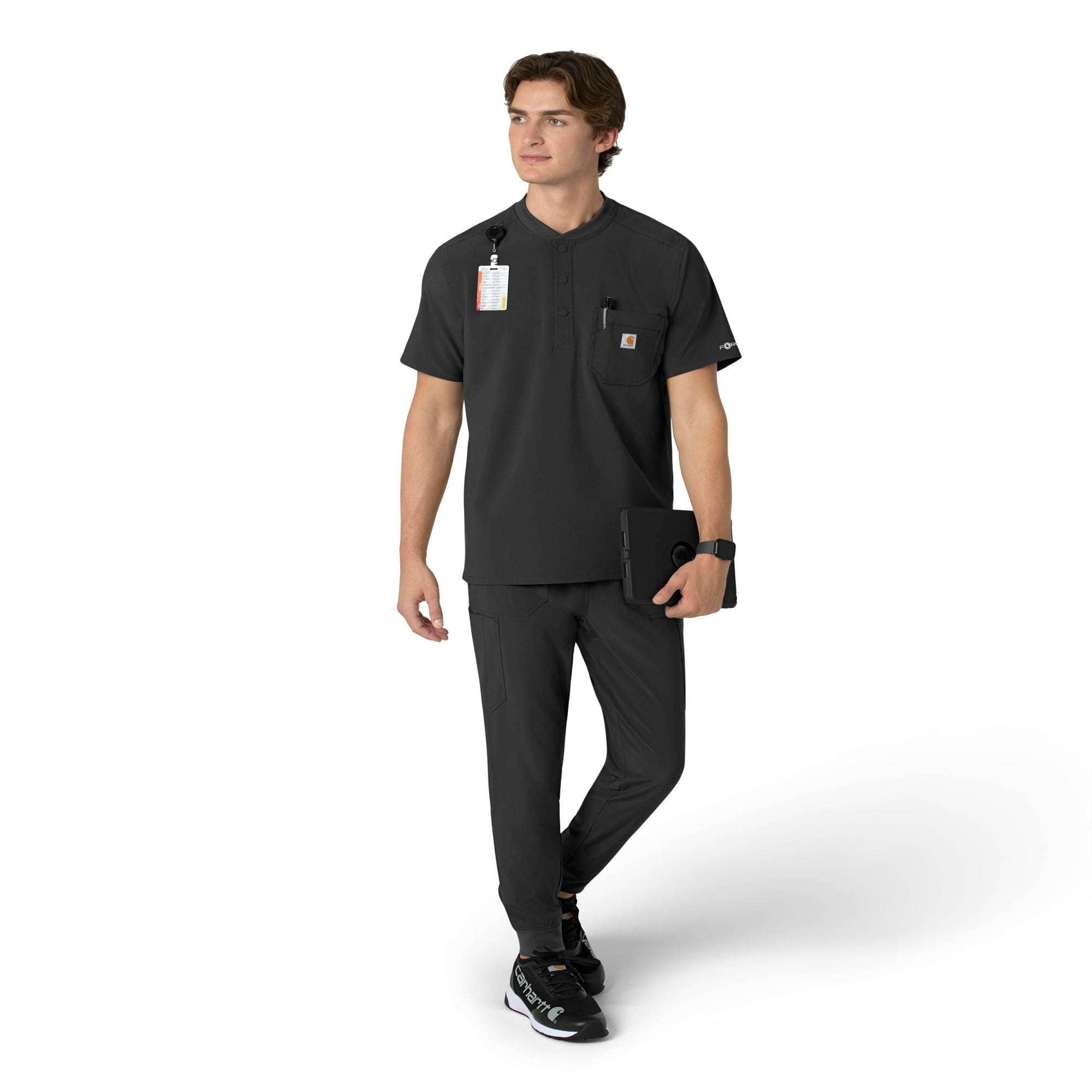 Force cross-flex men's henley scrub top