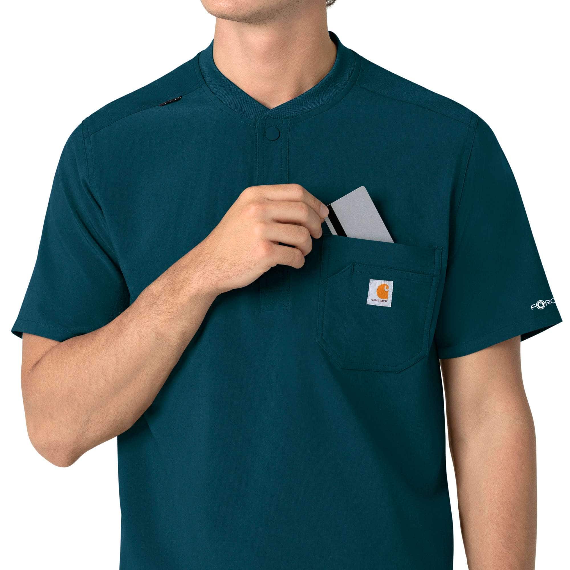 Force cross-flex men's henley scrub top