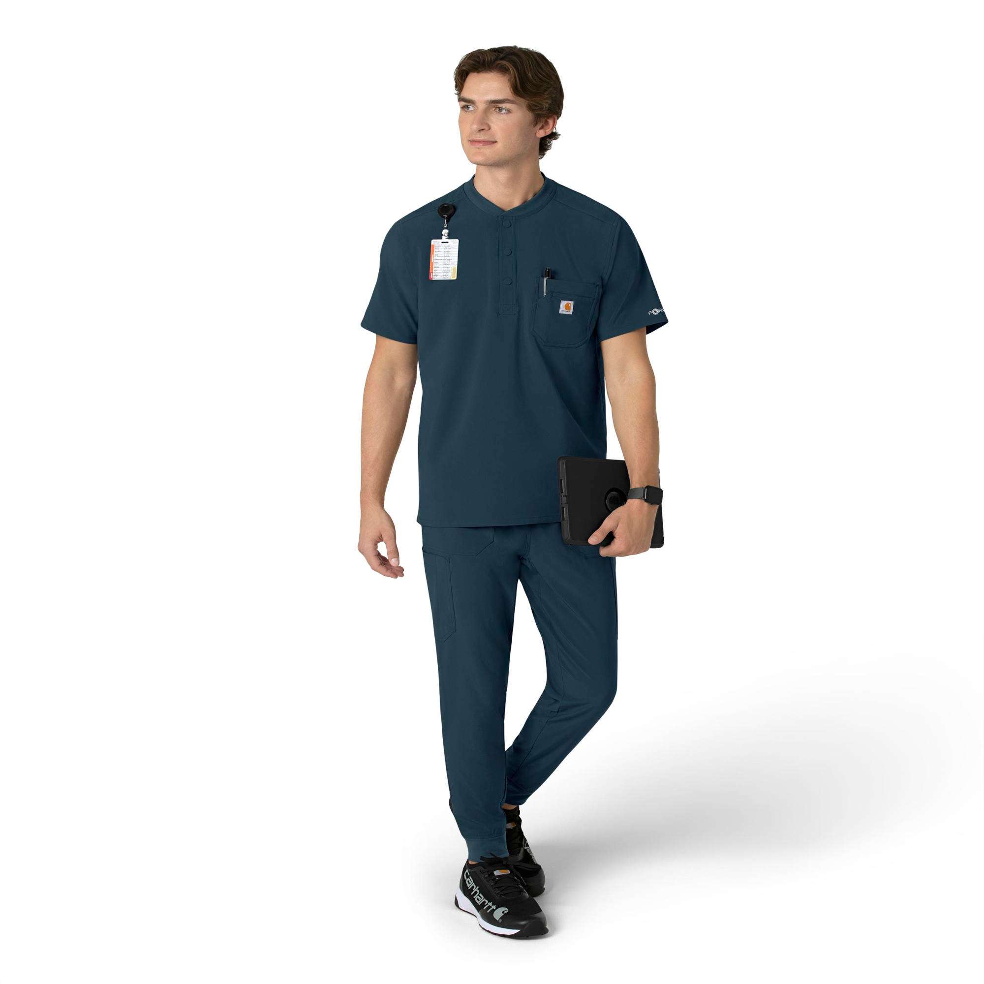 Force cross-flex men's henley scrub top