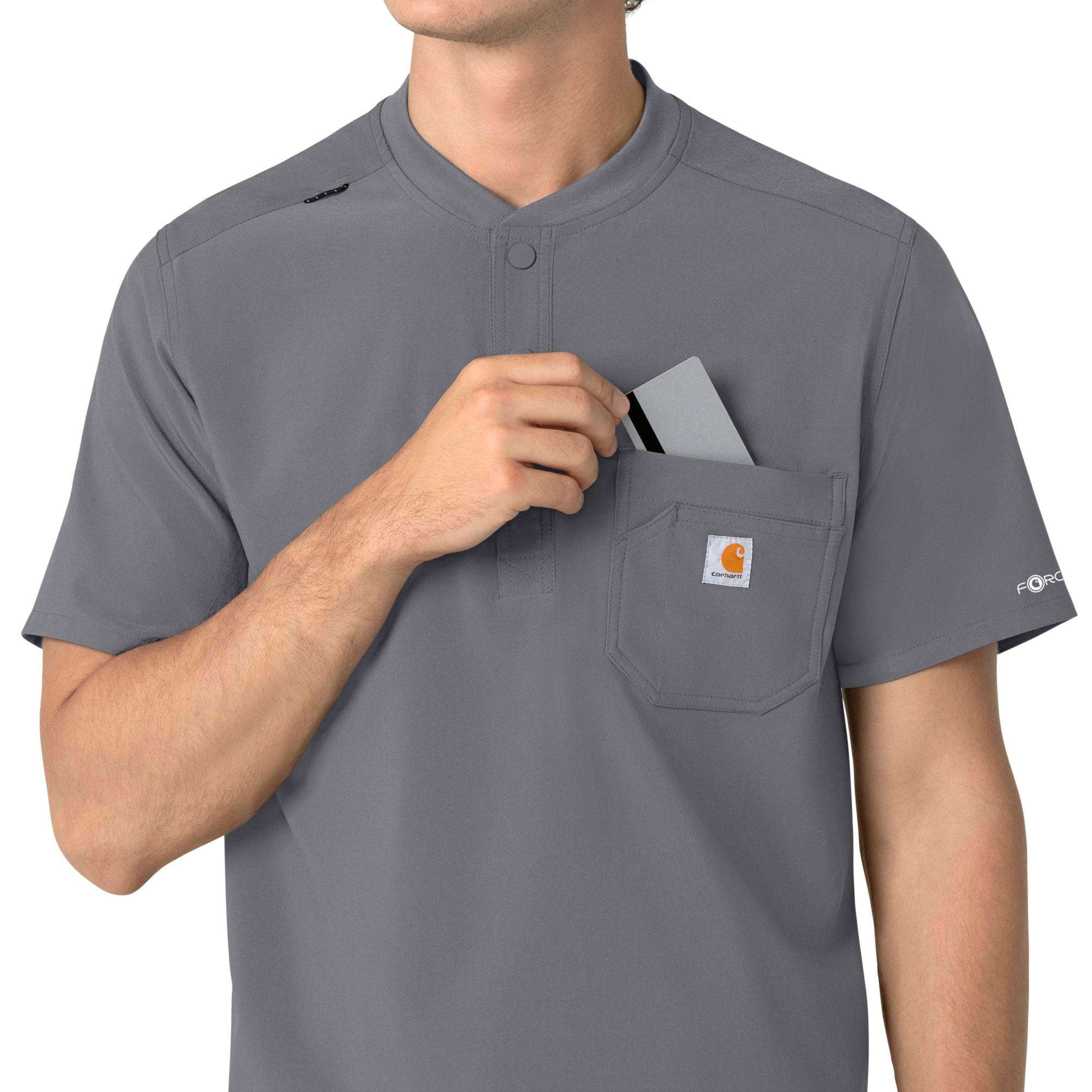 Force cross-flex men's henley scrub top