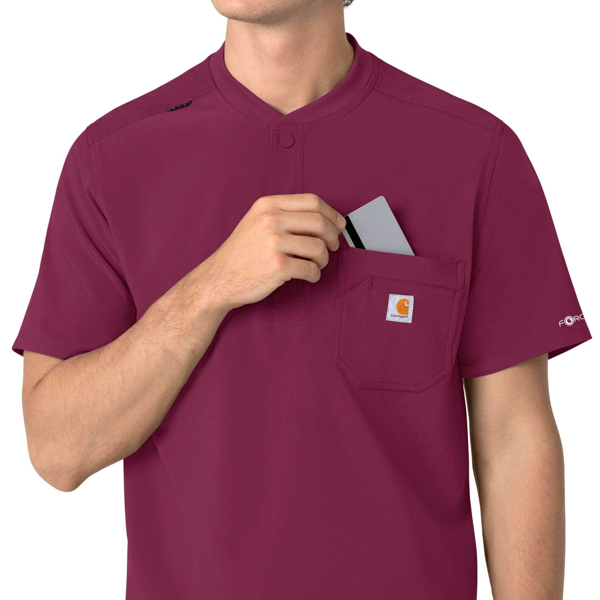 Force cross-flex men's henley scrub top