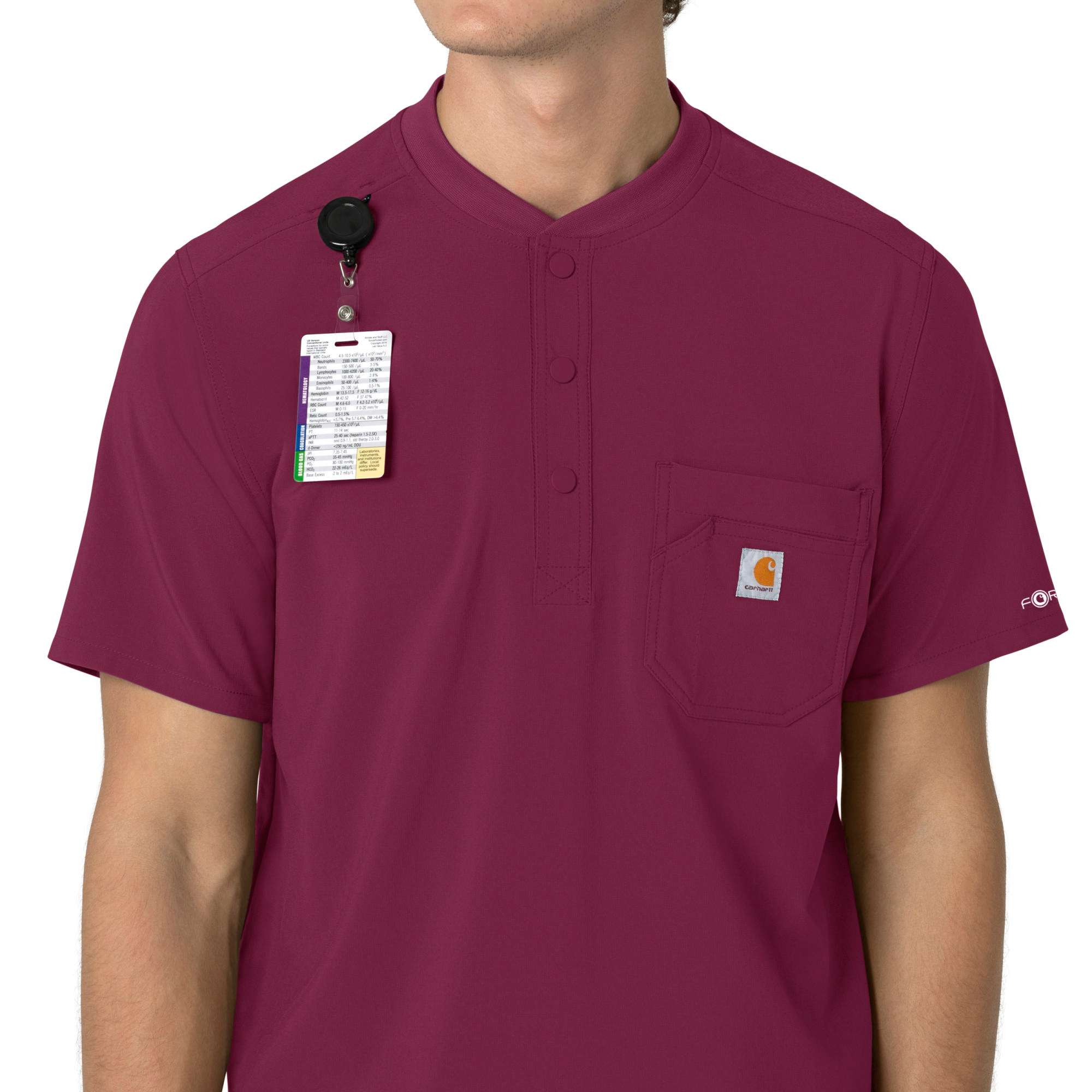 Force cross-flex men's henley scrub top