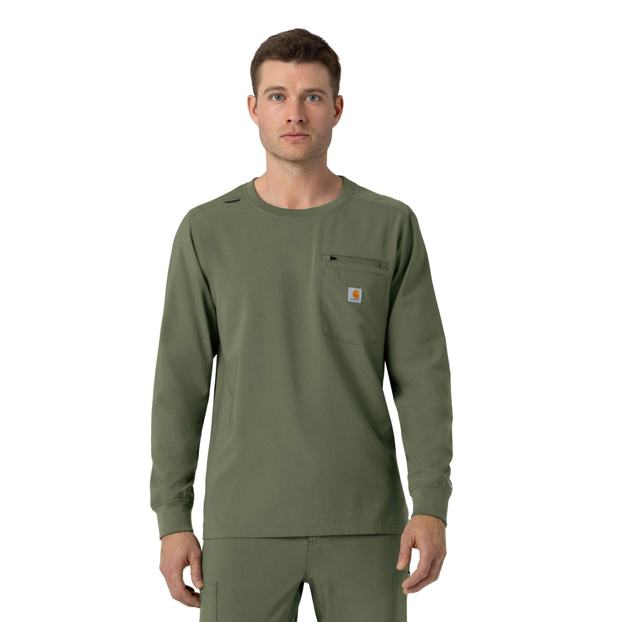 Force cross-flex crew neck long sleeve scrub top