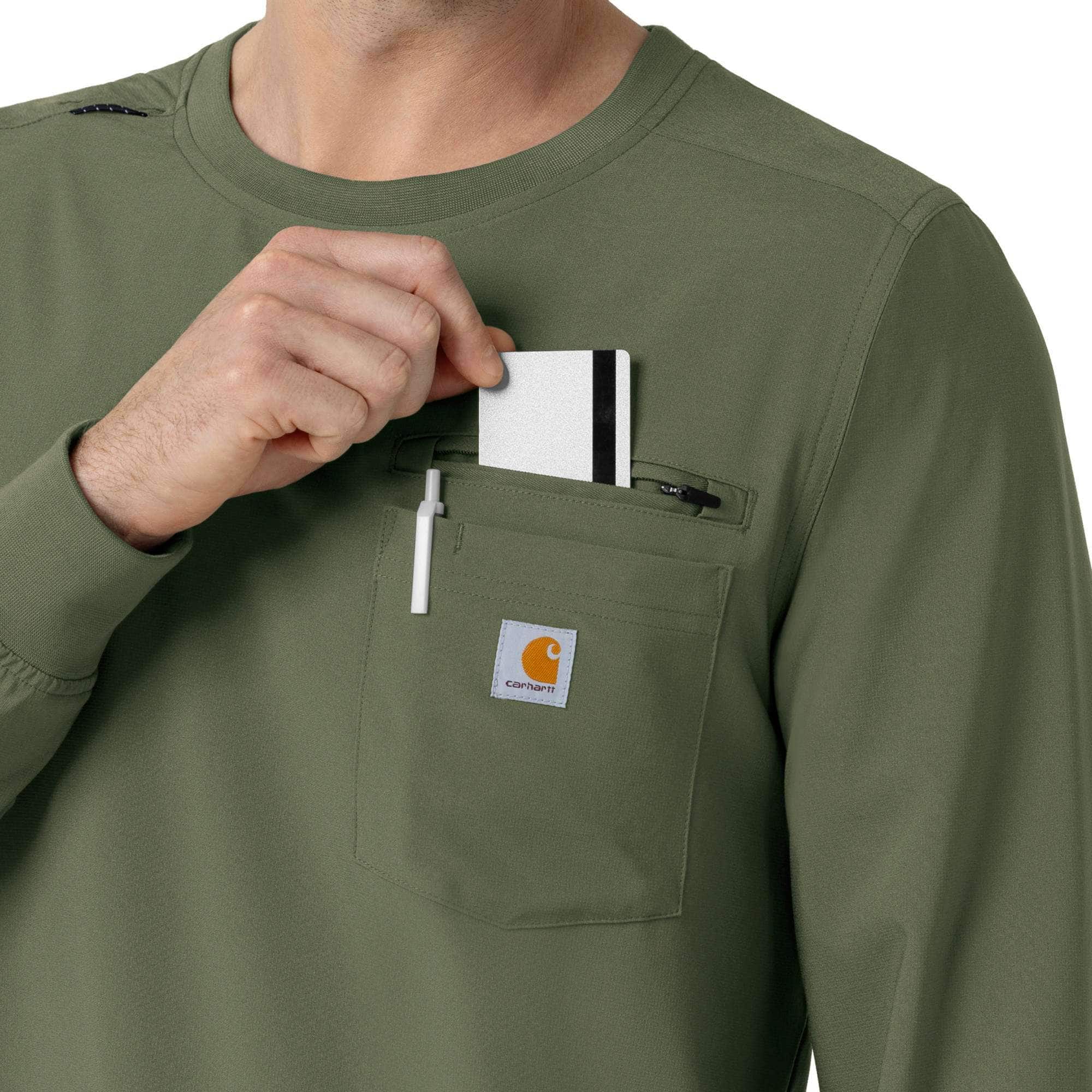 Force cross-flex crew neck long sleeve scrub top
