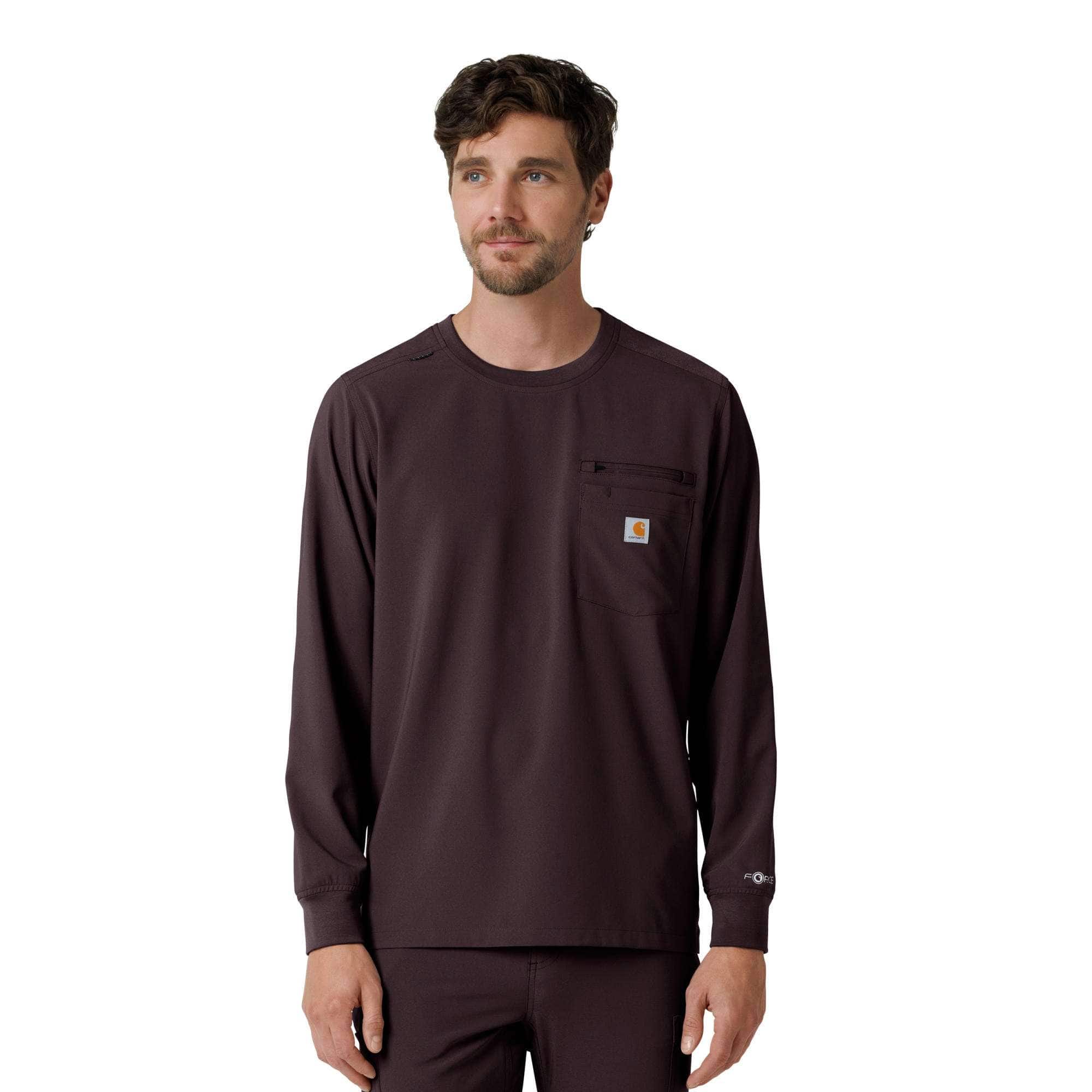 Force cross-flex crew neck long sleeve scrub top