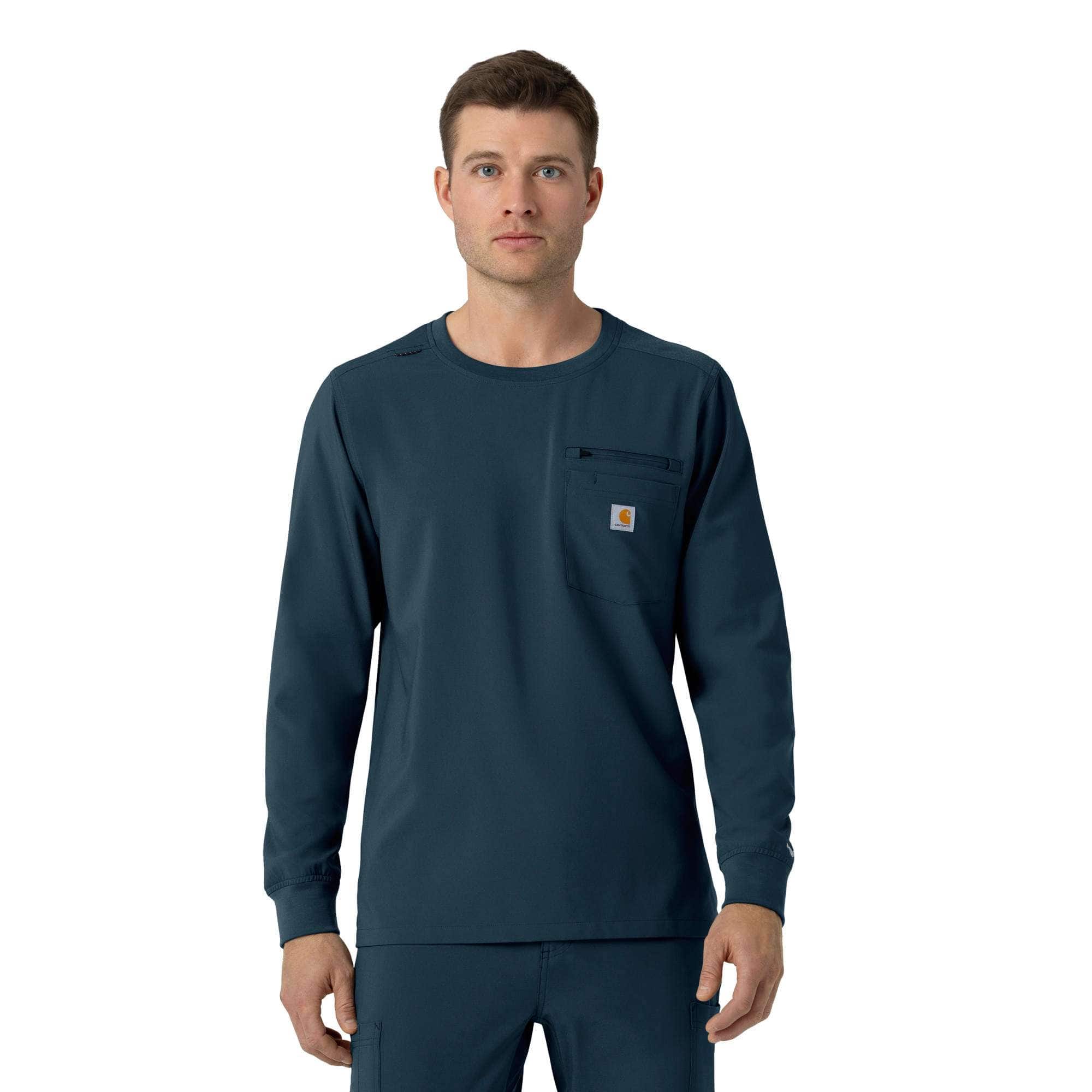 Force cross-flex crew neck long sleeve scrub top