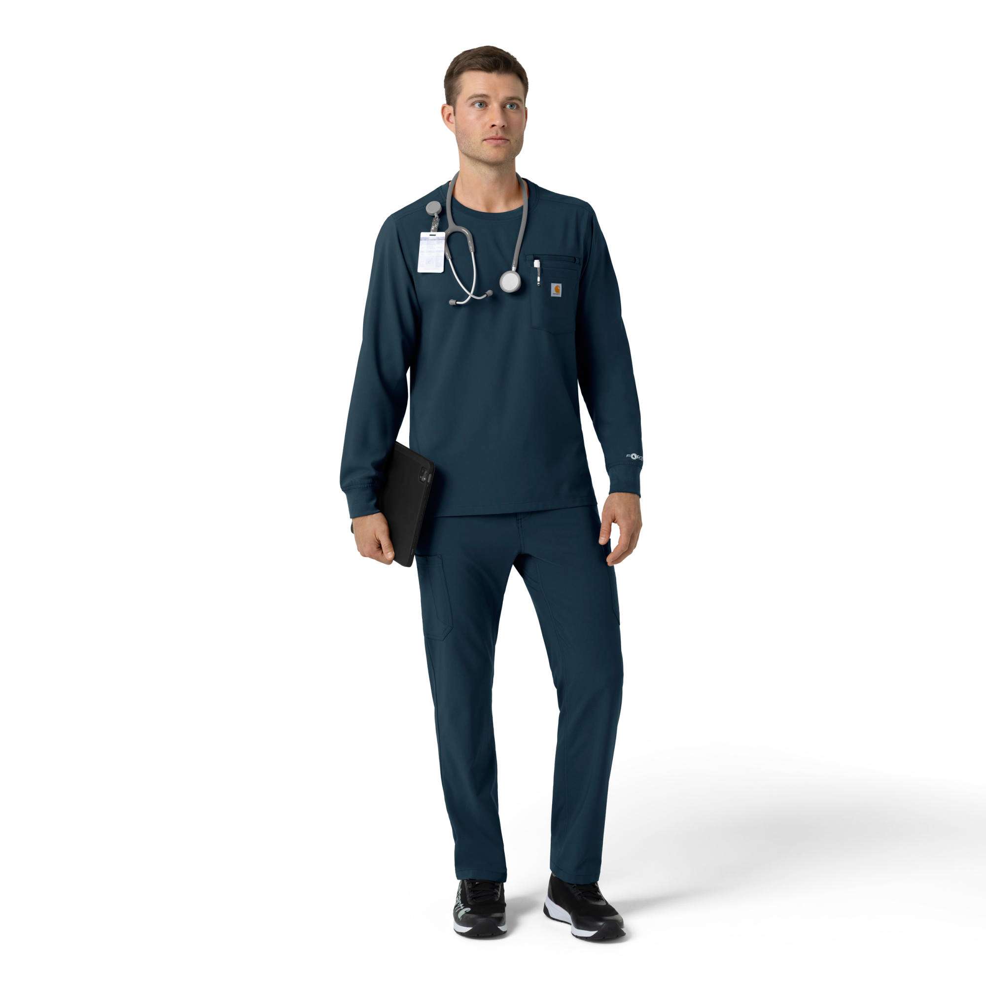 Force cross-flex crew neck long sleeve scrub top