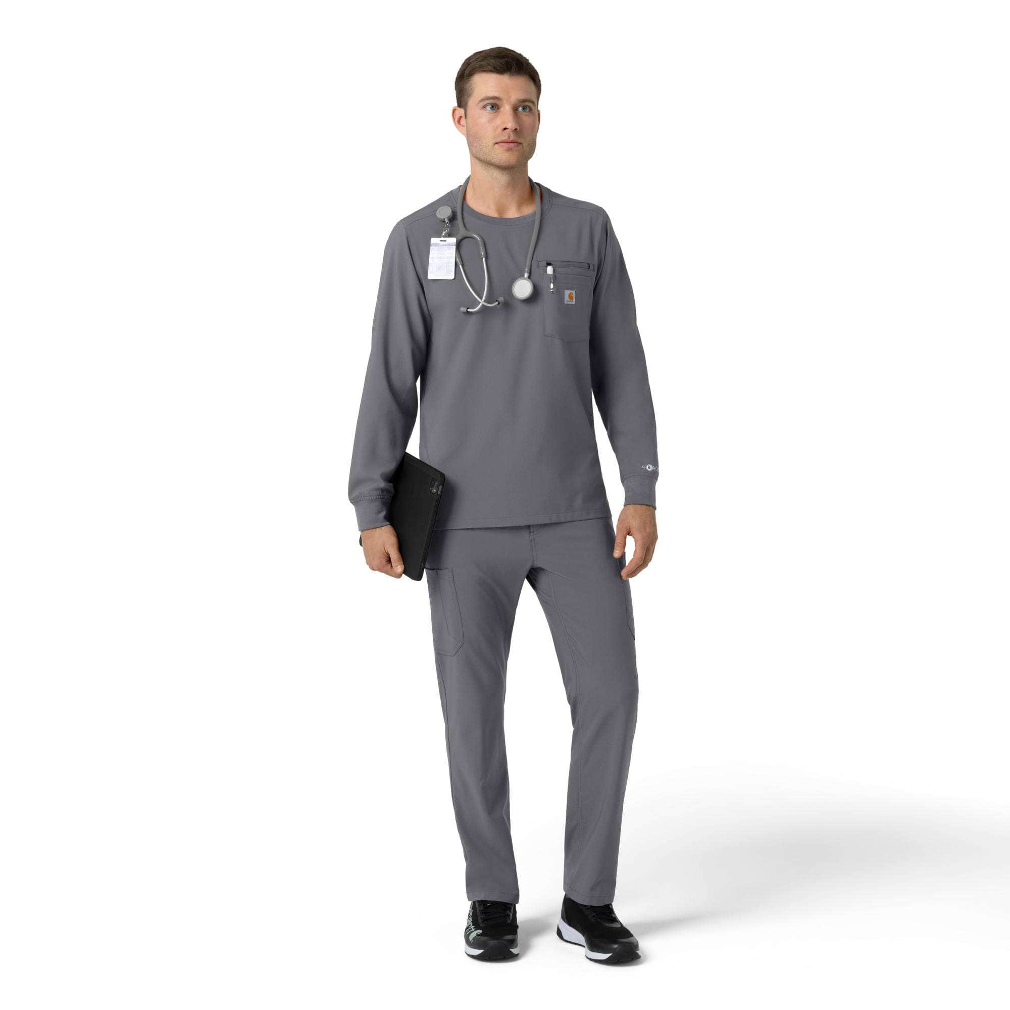 Force cross-flex crew neck long sleeve scrub top
