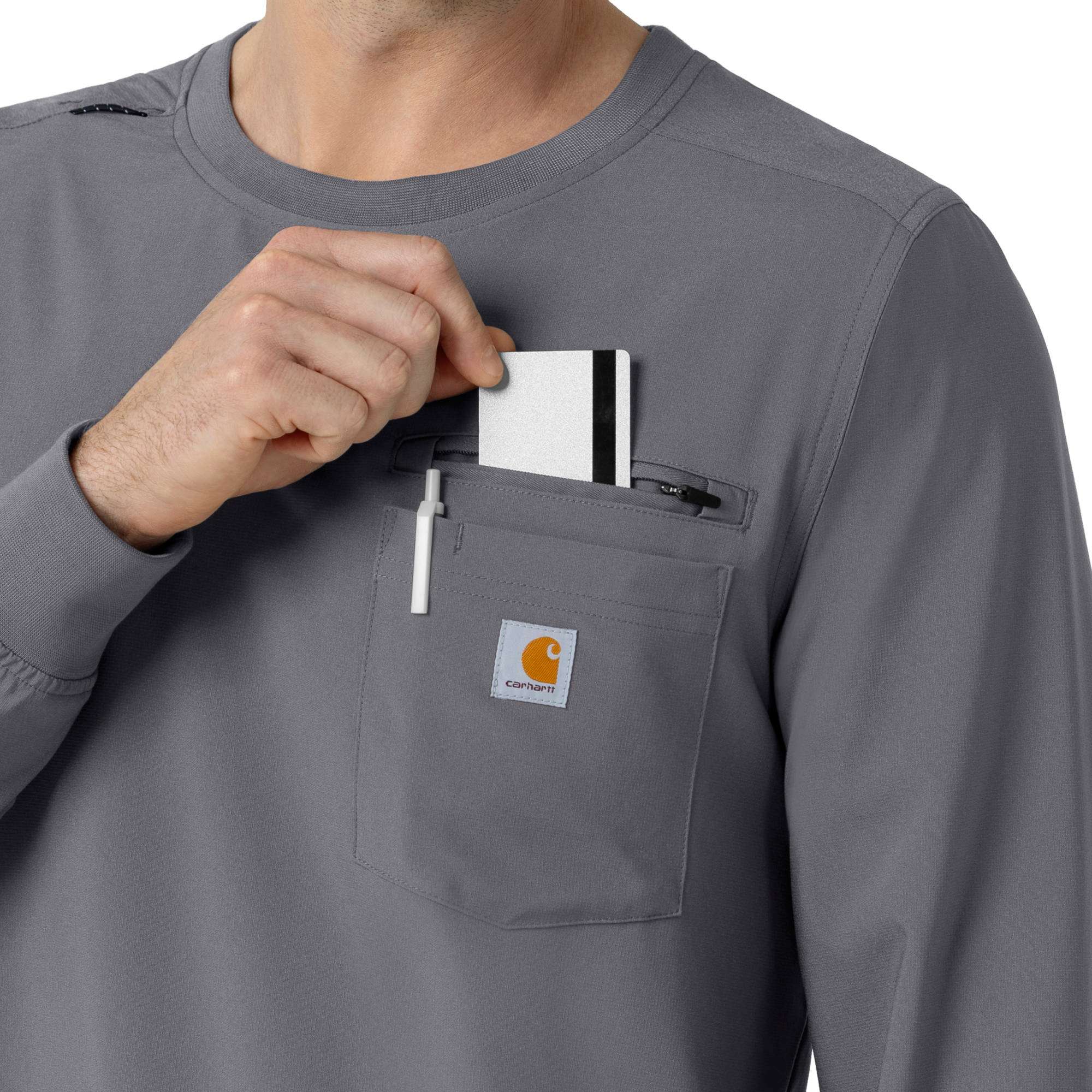 Force cross-flex crew neck long sleeve scrub top