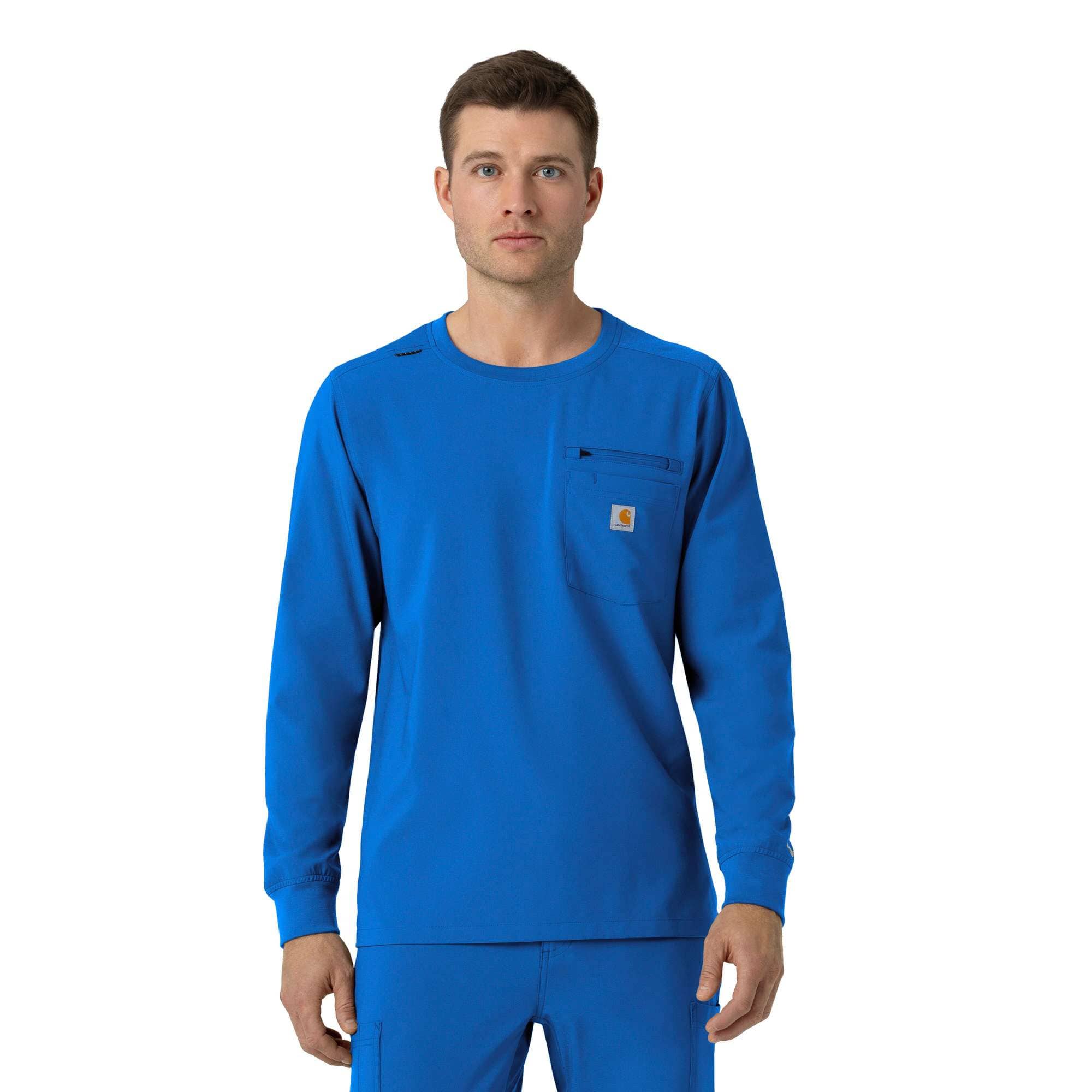 Force cross-flex crew neck long sleeve scrub top