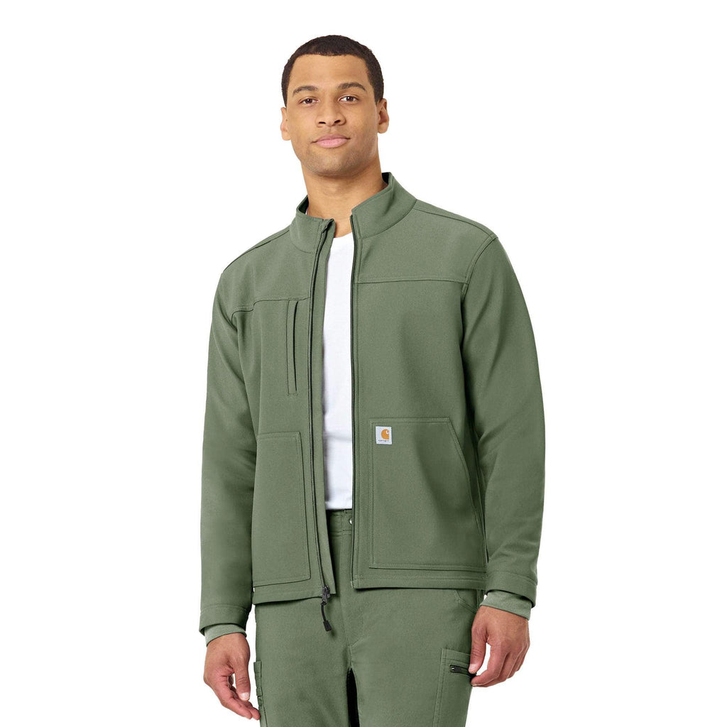 Rugged flex® peak bonded fleece scrub jacket