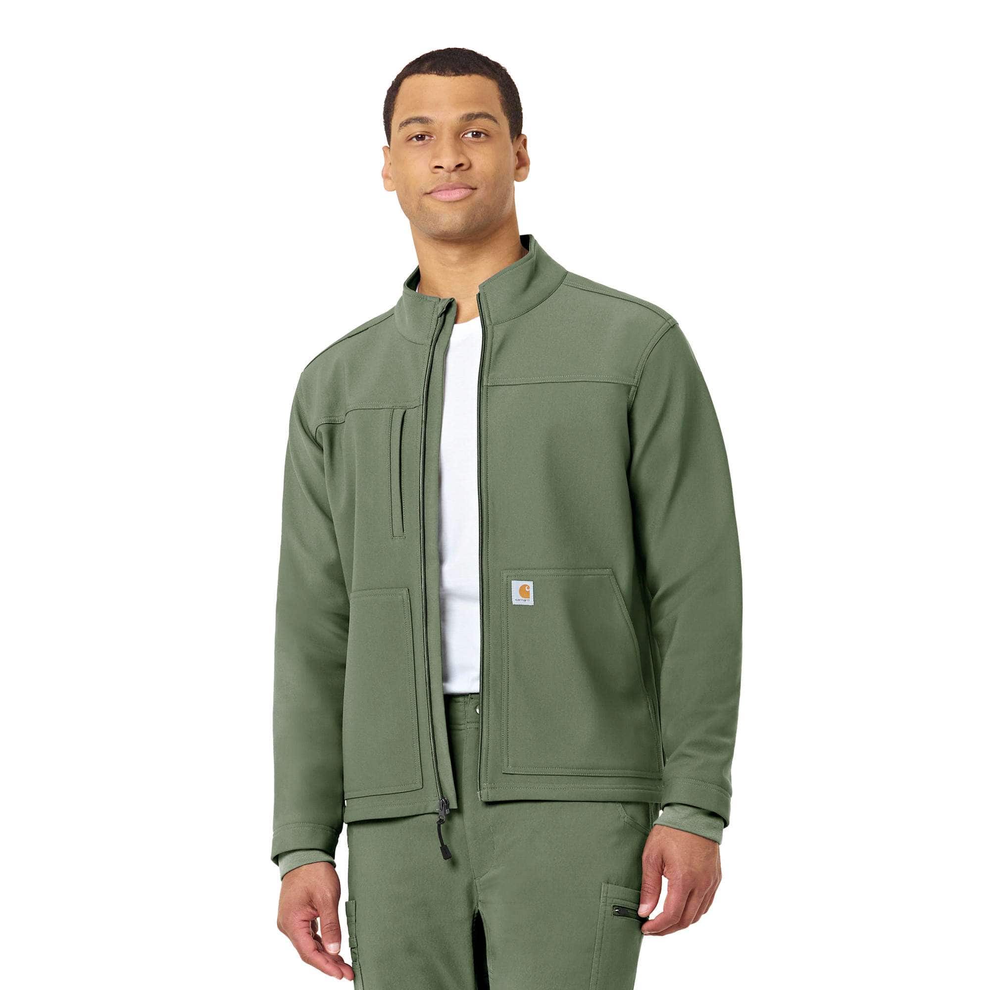 Rugged flex® peak bonded fleece scrub jacket