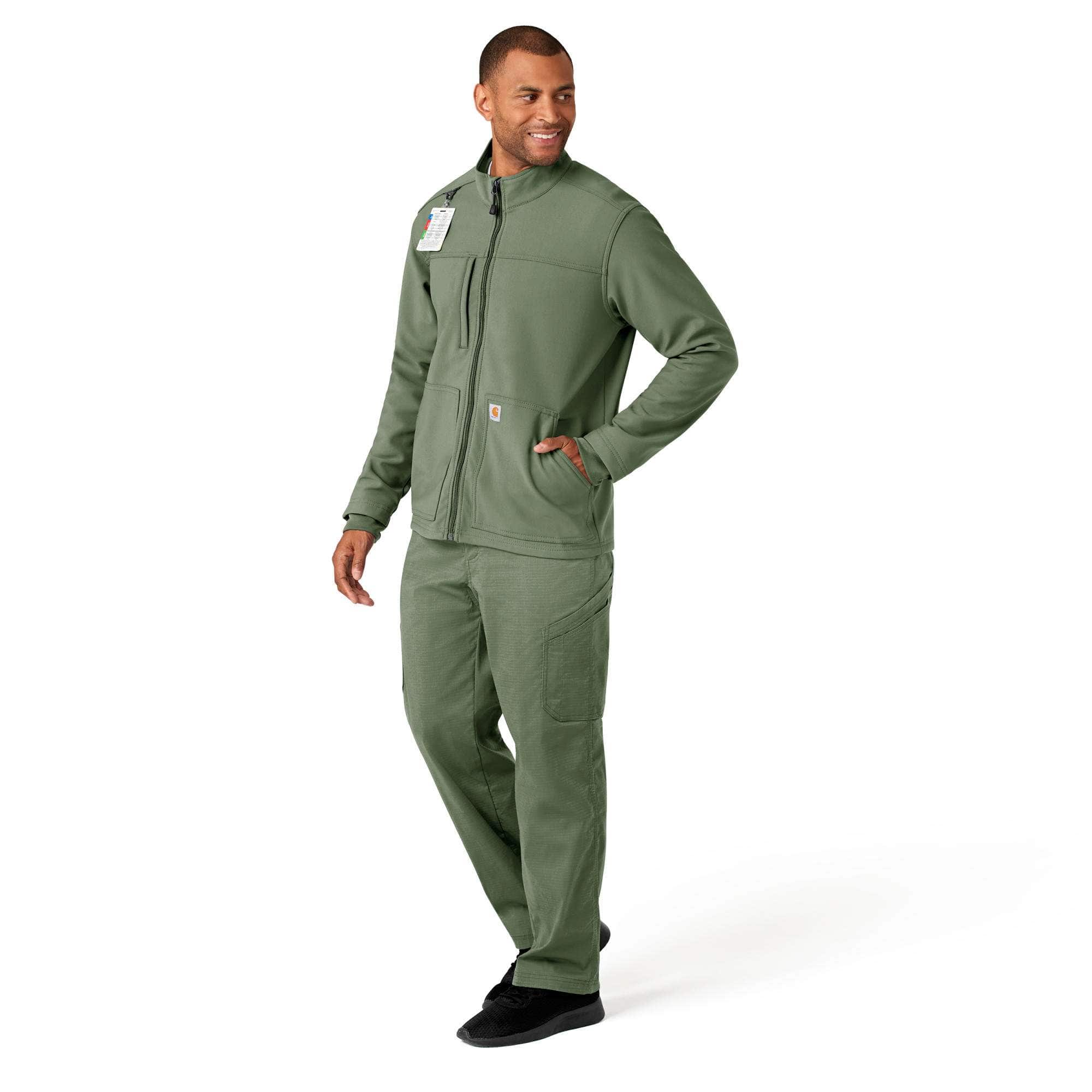Rugged flex® peak bonded fleece scrub jacket