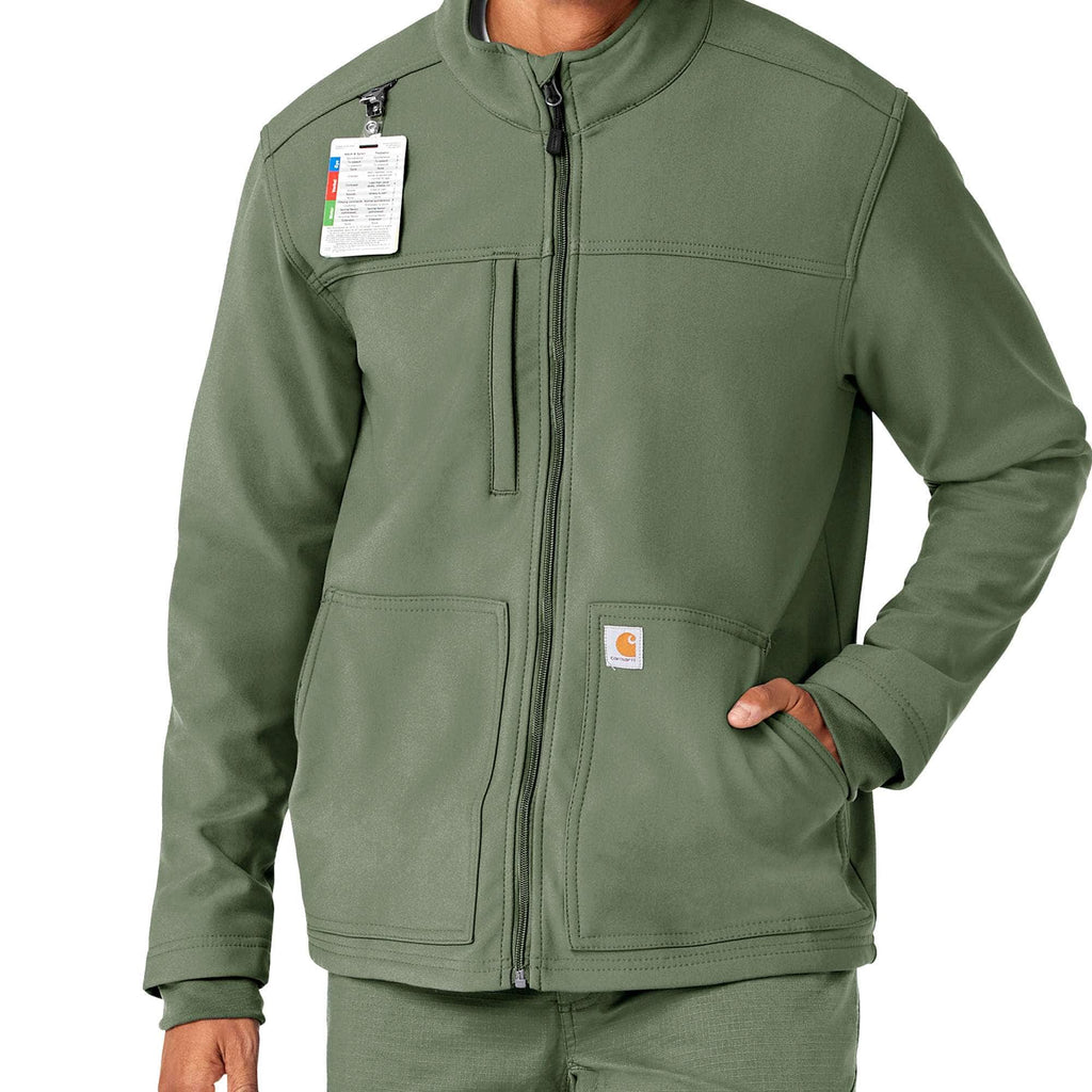 Rugged flex® peak bonded fleece scrub jacket