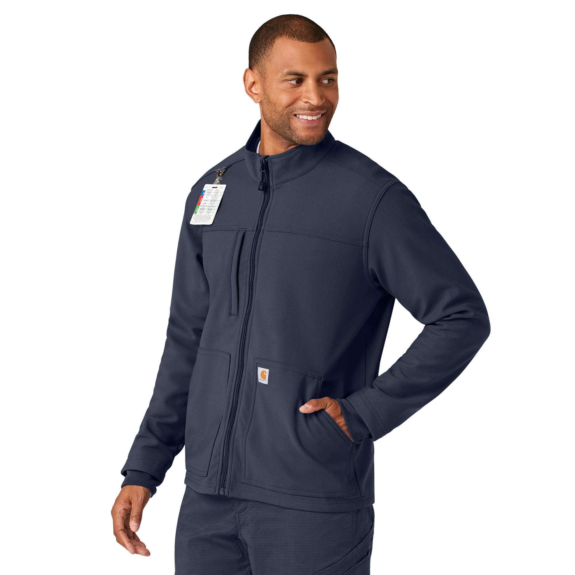 Rugged flex® peak bonded fleece scrub jacket