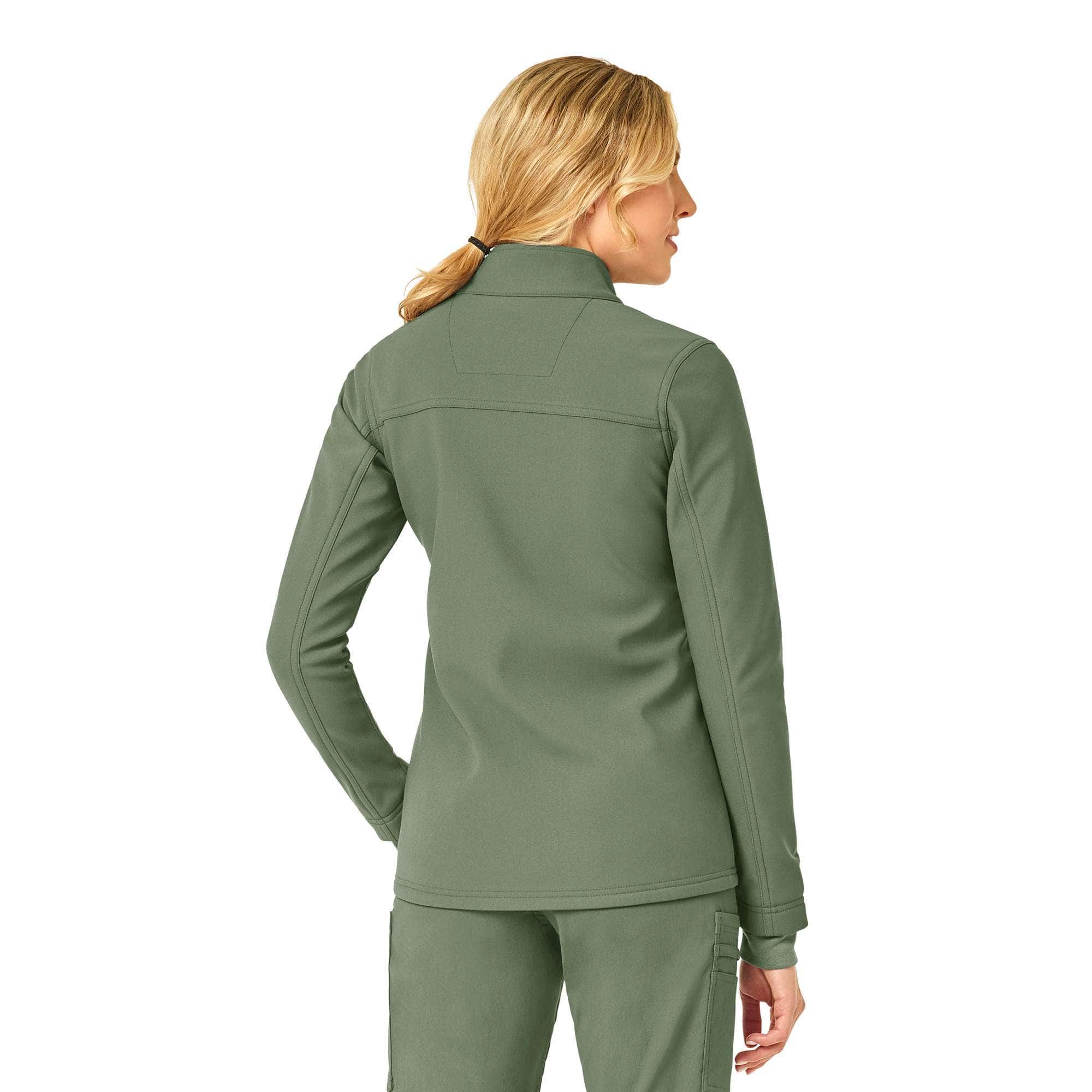 Women's rugged flex® peak bonded fleece scrub jacket