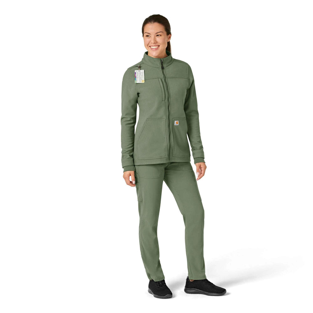 Women's rugged flex® peak bonded fleece scrub jacket