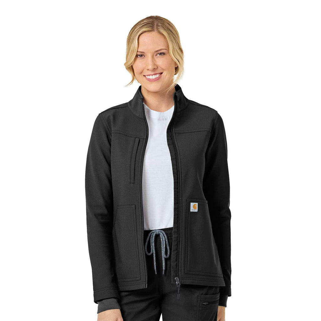 Women's rugged flex® peak bonded fleece scrub jacket