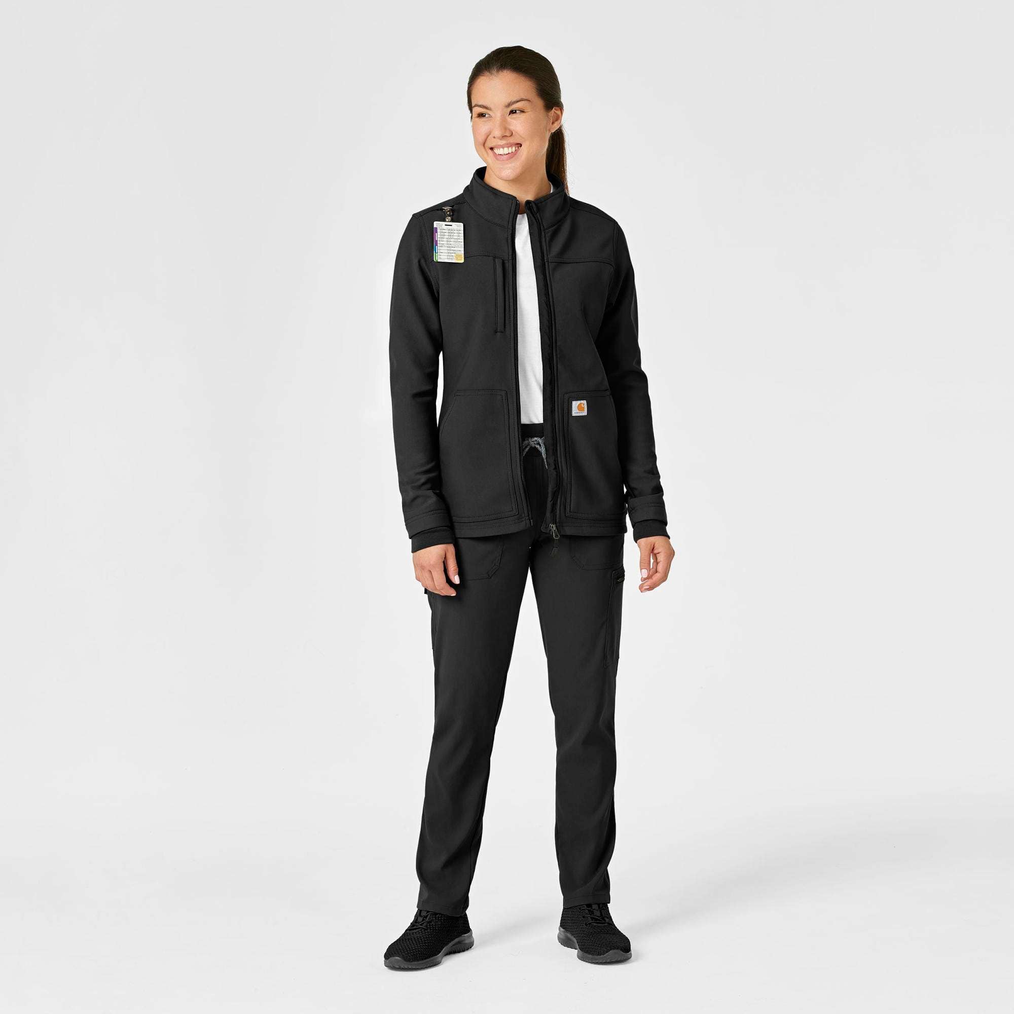 Women's rugged flex® peak bonded fleece scrub jacket