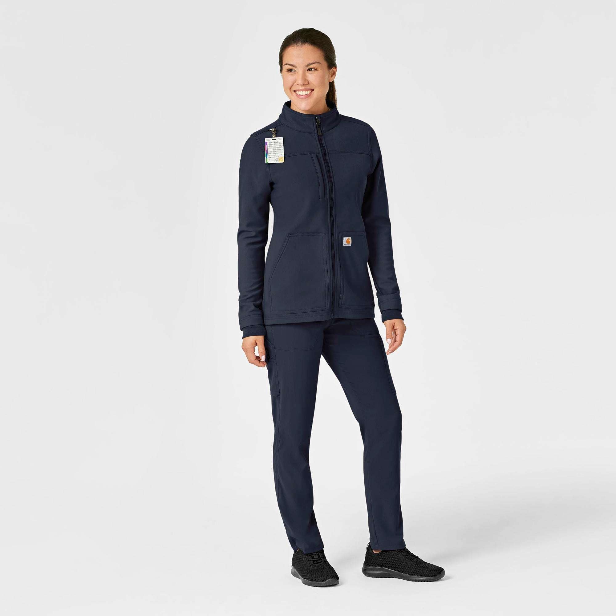Women's rugged flex® peak bonded fleece scrub jacket
