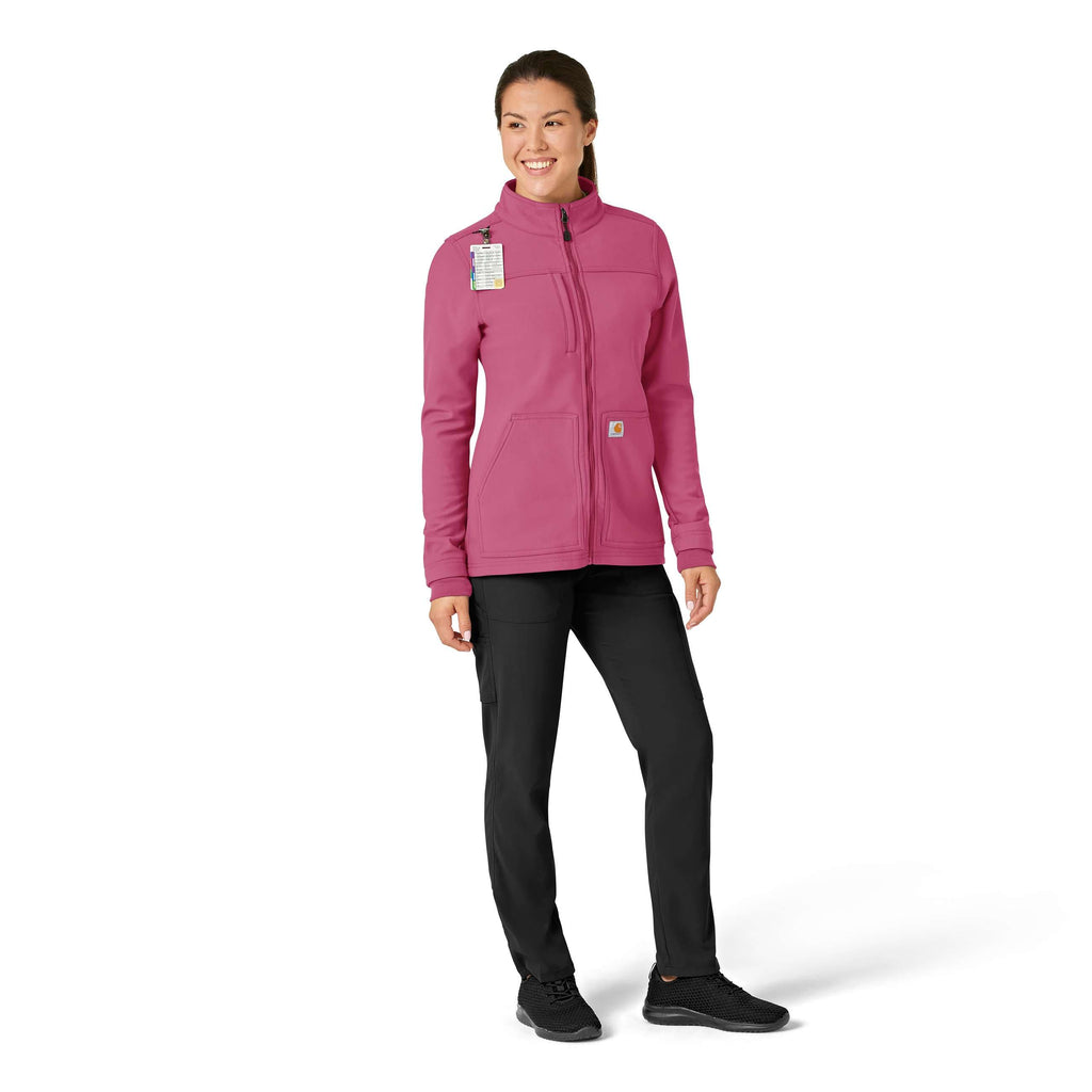 Women's rugged flex® peak bonded fleece scrub jacket