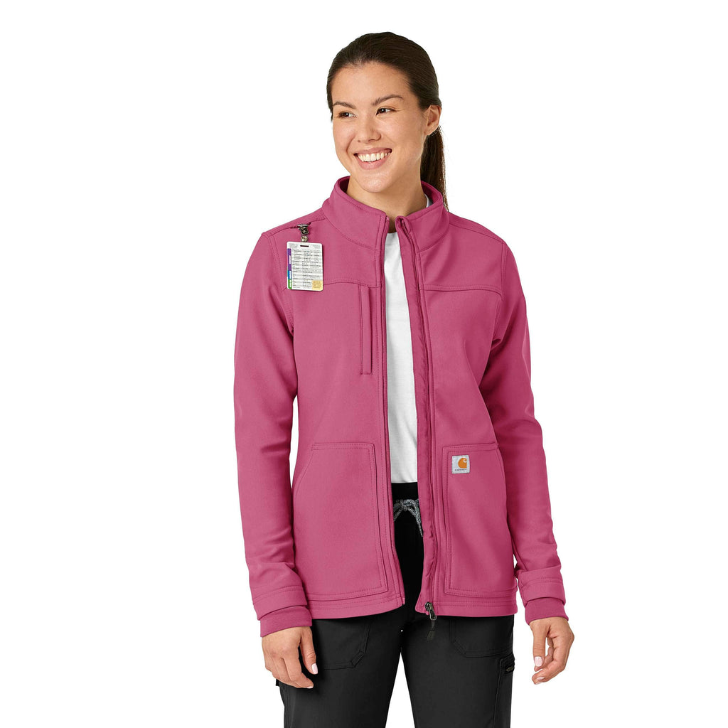 Women's rugged flex® peak bonded fleece scrub jacket