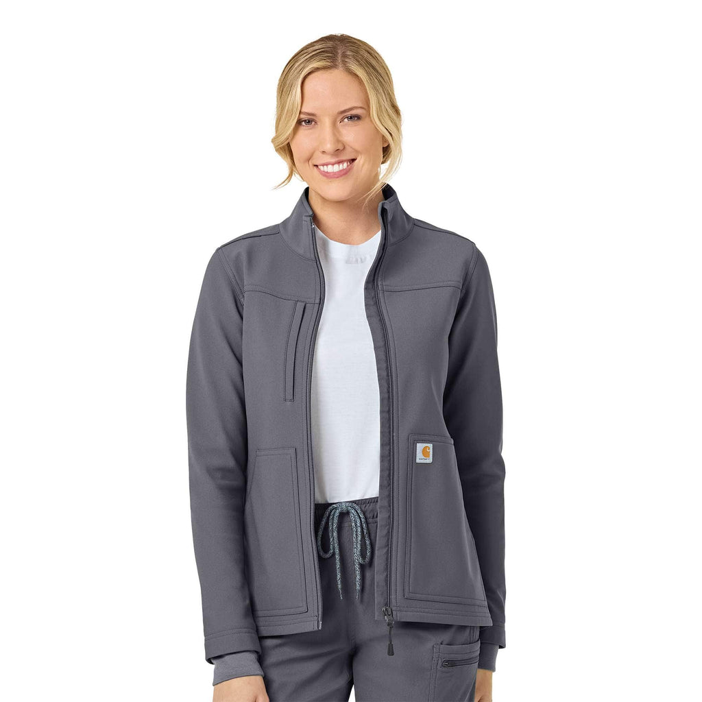 Women's rugged flex® peak bonded fleece scrub jacket
