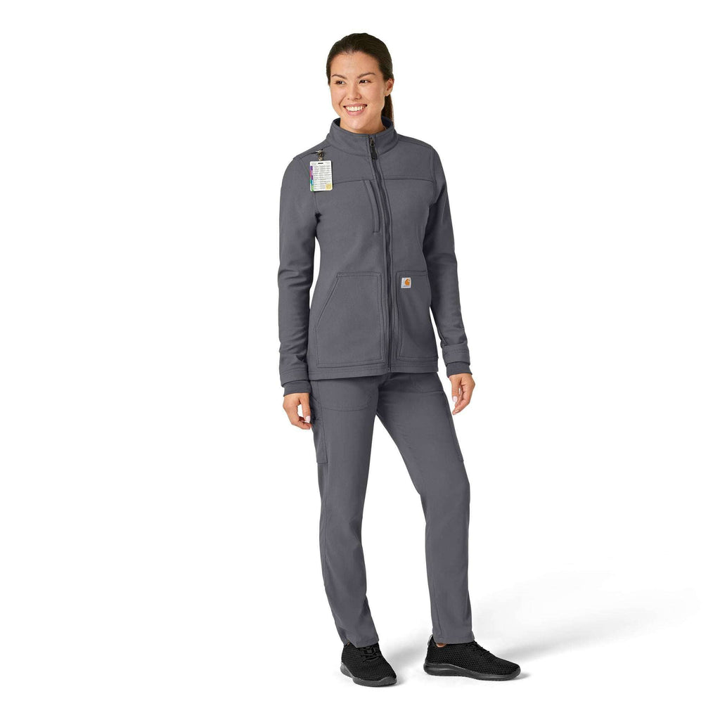 Women's rugged flex® peak bonded fleece scrub jacket