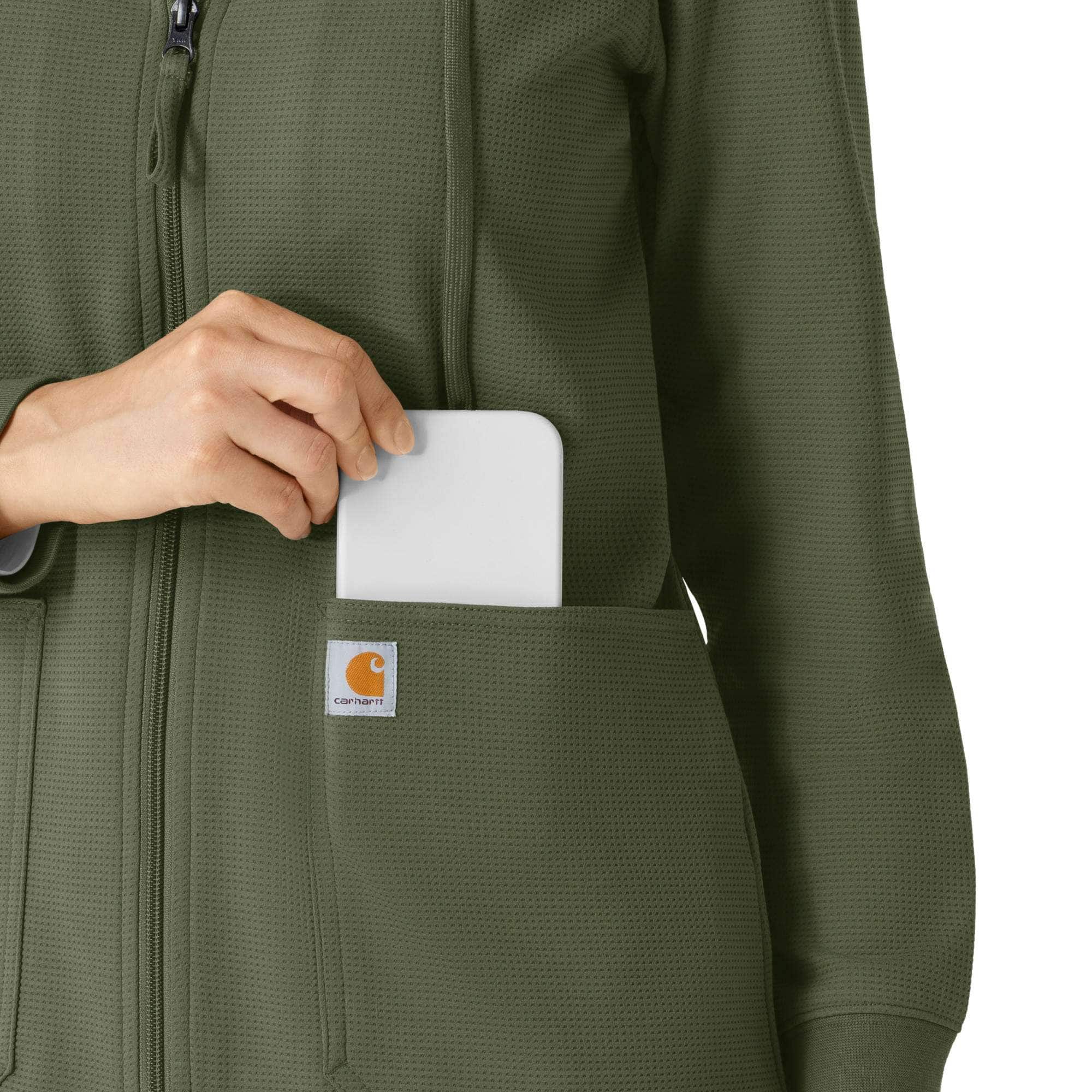 Women's full zip waffle scrub hoodie