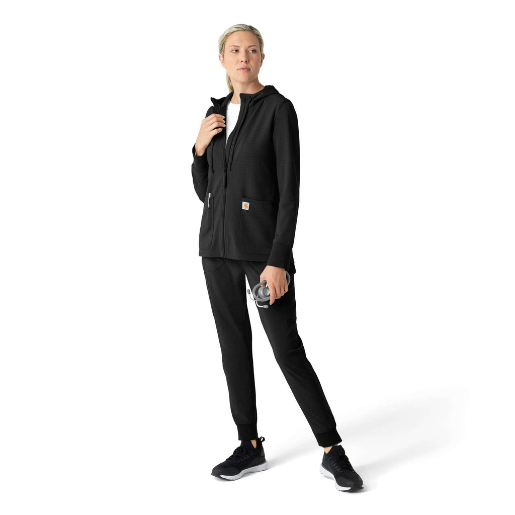 Women's full zip waffle scrub hoodie