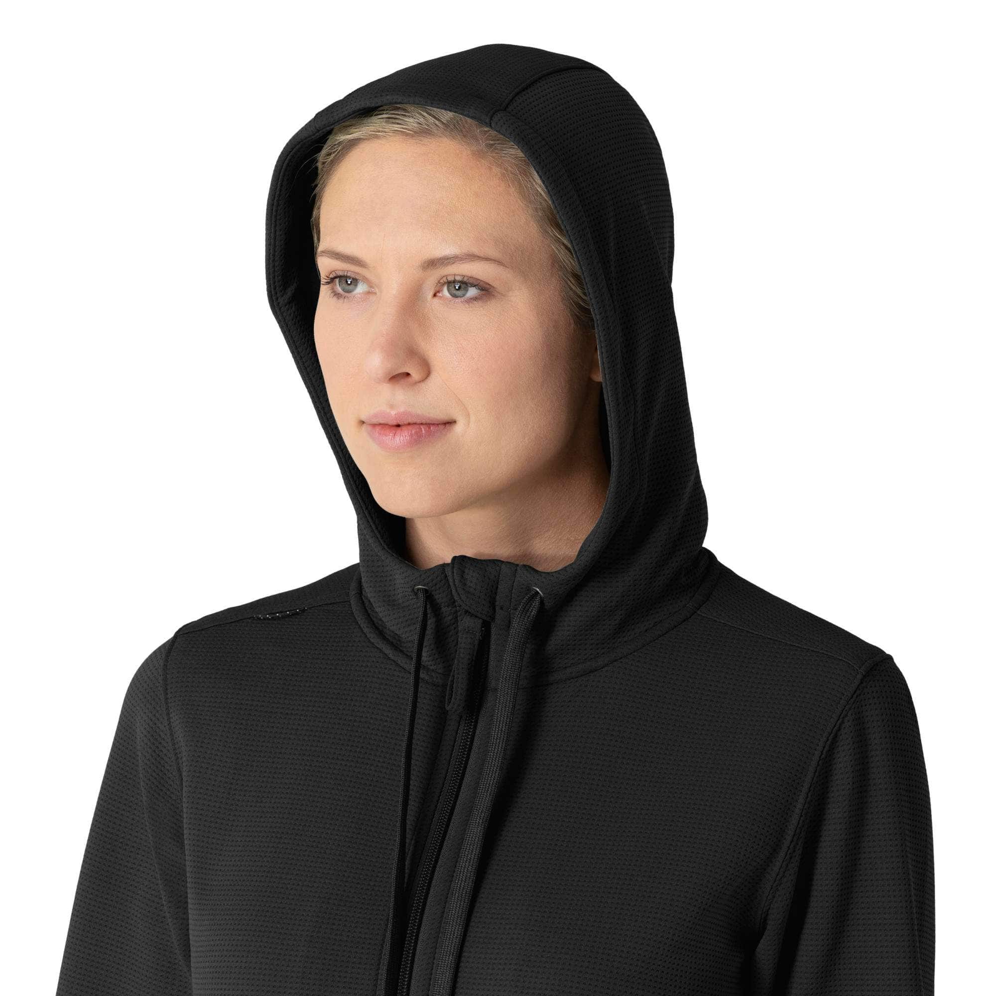 Women's full zip waffle scrub hoodie