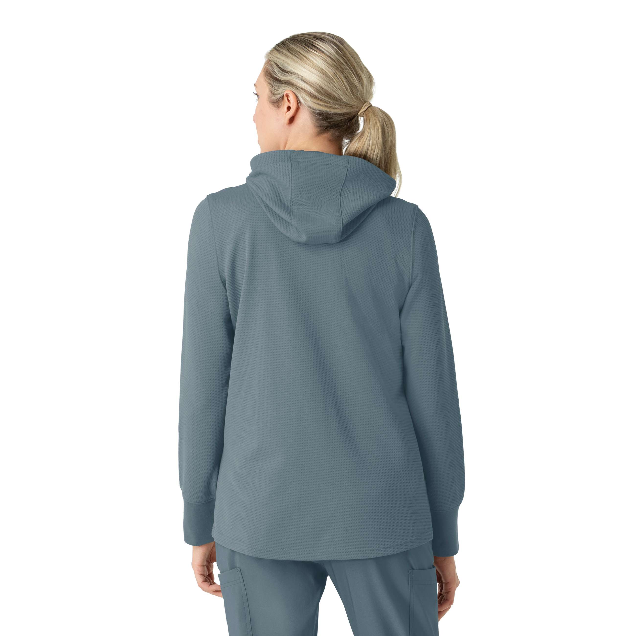 Women's full zip waffle scrub hoodie