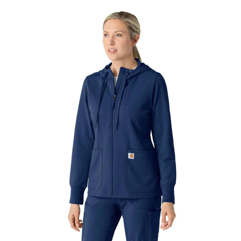 Women's full zip waffle scrub hoodie