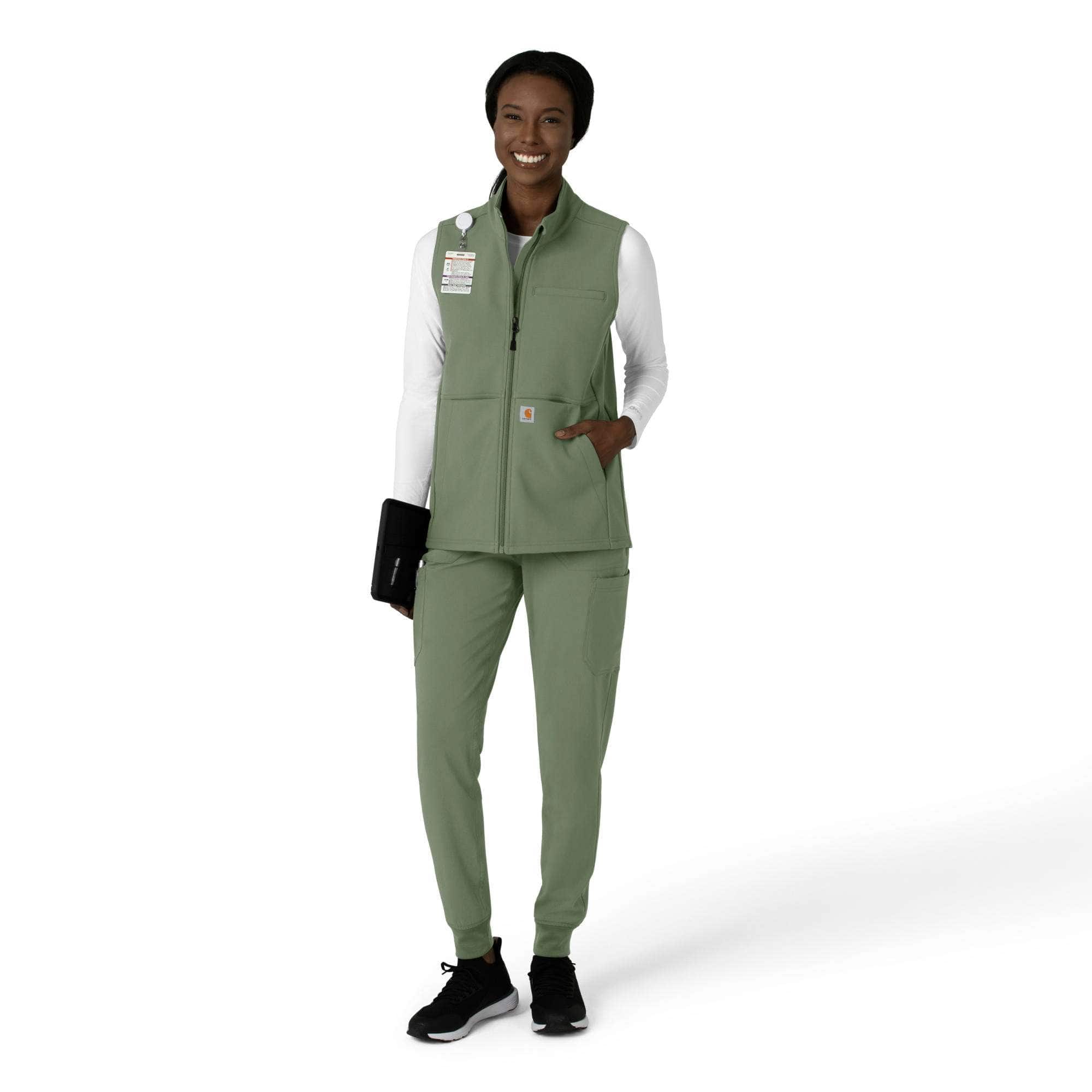 Women's rugged flex® bonded fleece scrub vest