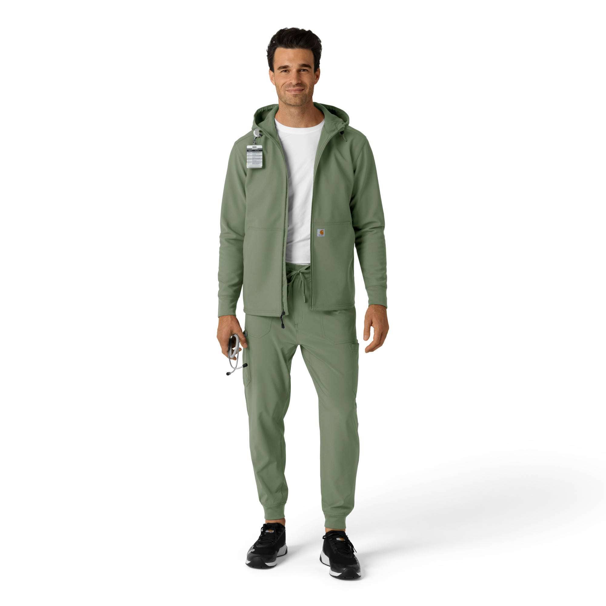 Bonded fleece scrub hoodie