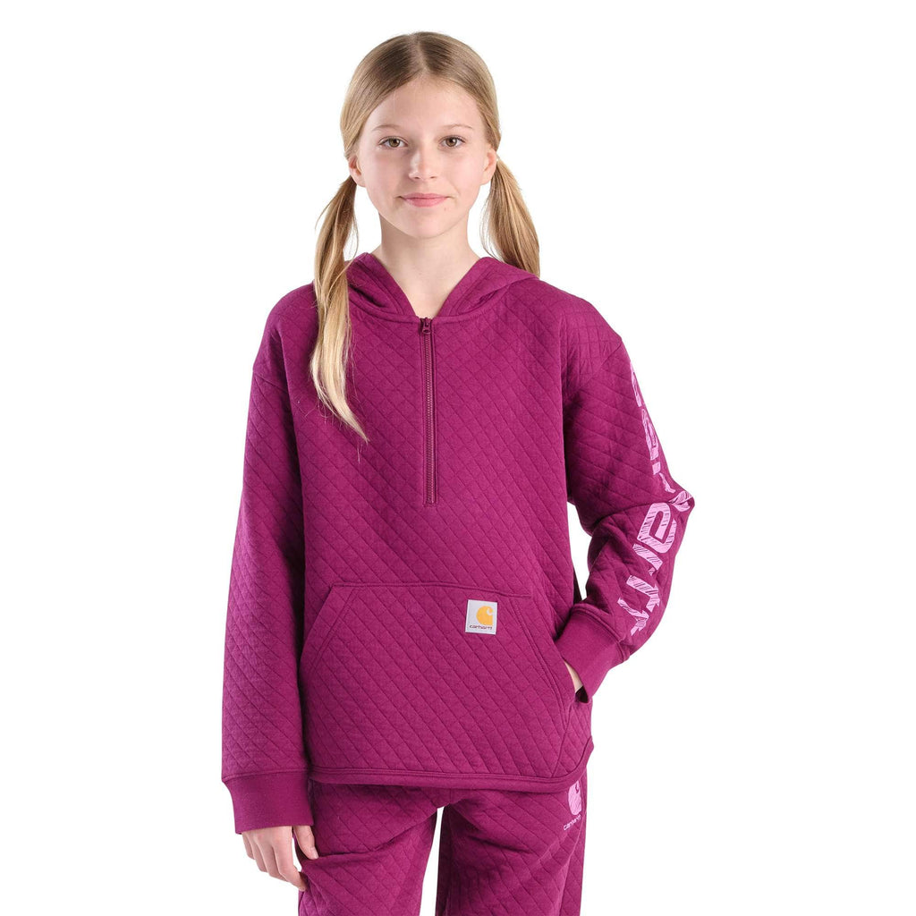 Girls' long sleeve quilted jersey half-zip sweatshirt (child/youth)