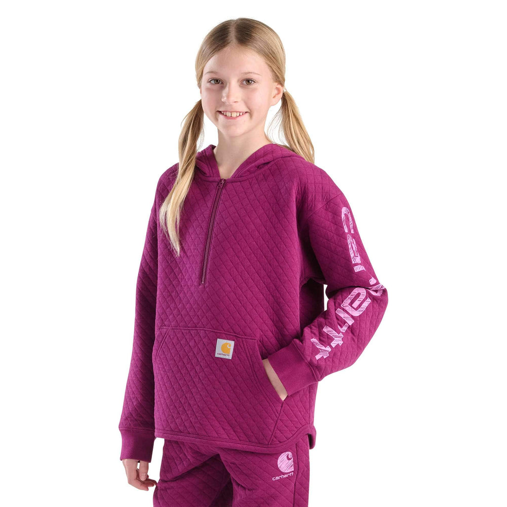 Girls' long sleeve quilted jersey half-zip sweatshirt (child/youth)
