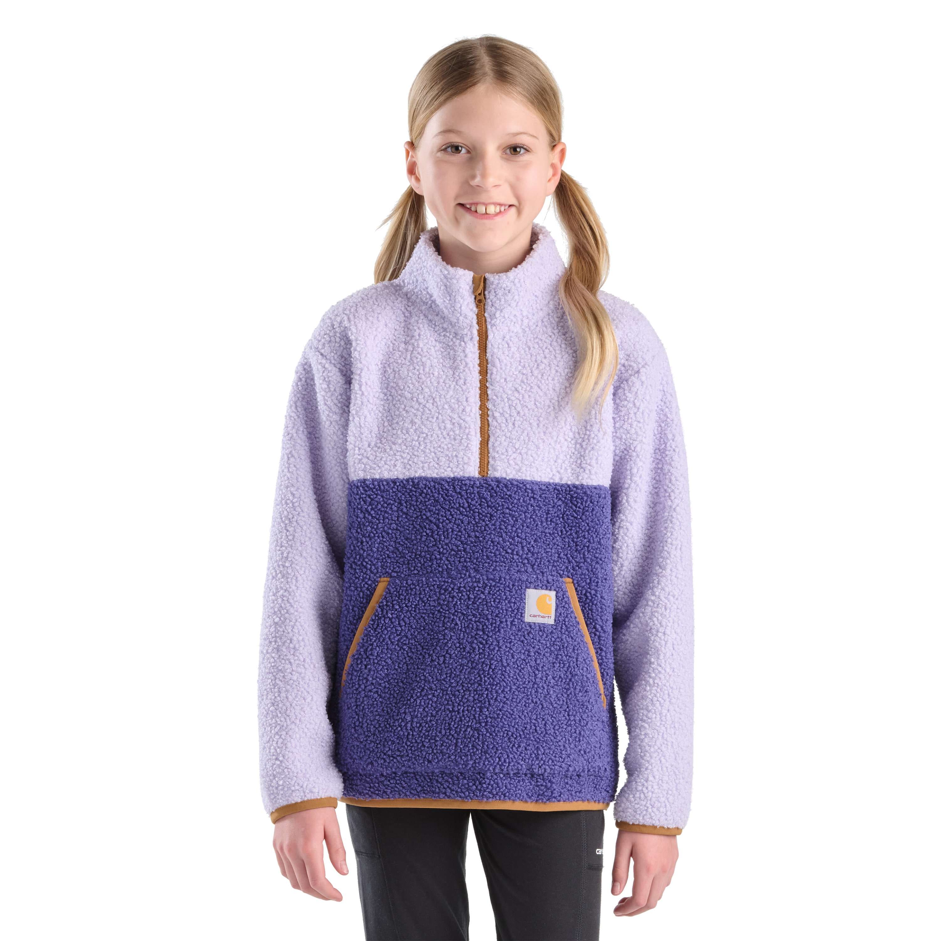 Girls' long sleeve fleece quarter-zip sweatshirt (toddler/child/youth)