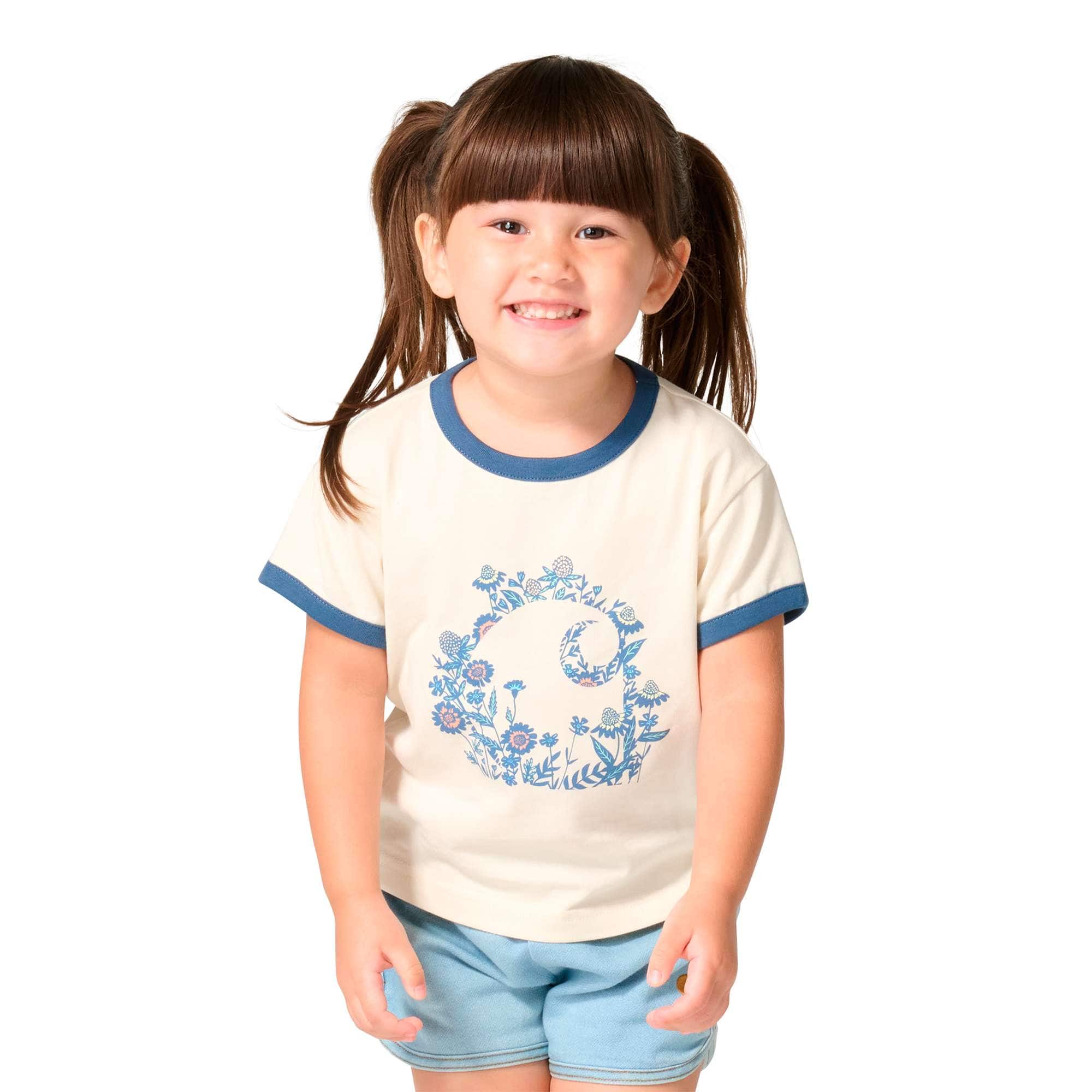 Girls' short sleeve floral "c" ringer t-shirt (child/toddler/youth)