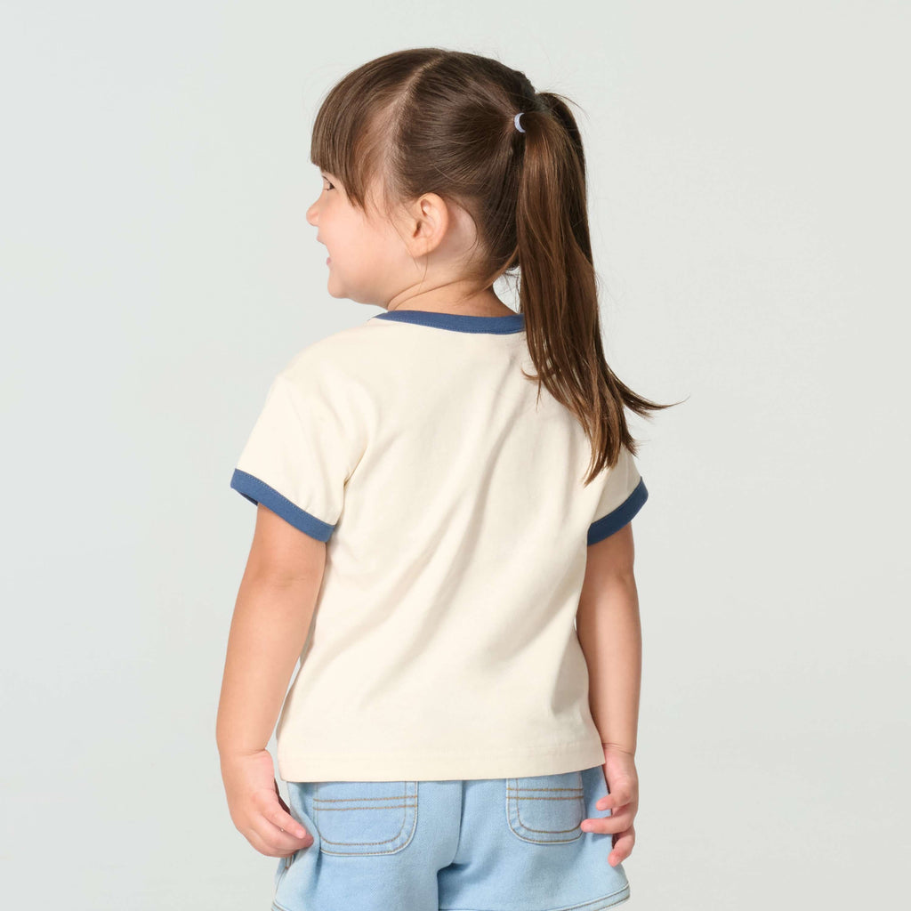 Girls' short sleeve floral "c" ringer t-shirt (child/toddler/youth)